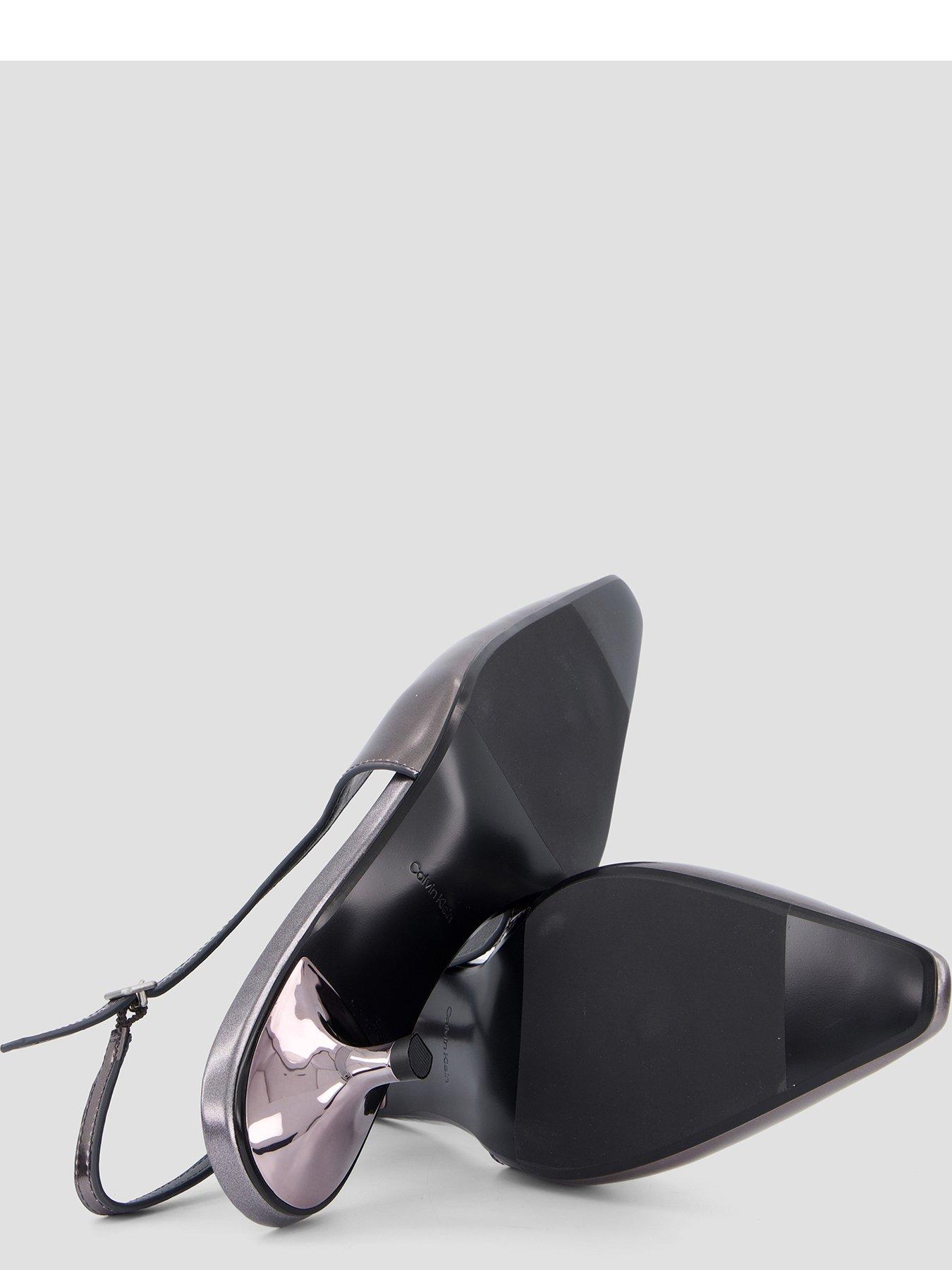Image 4 of 7 of Calvin Klein Kitten Heel Pump Slingback Shoes - Silver
