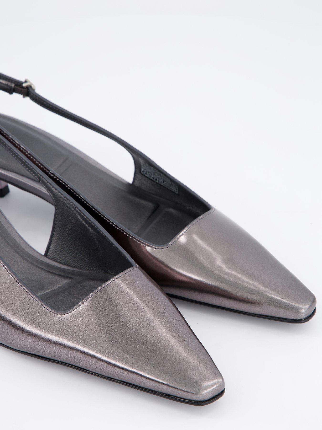 Image 5 of 7 of Calvin Klein Kitten Heel Pump Slingback Shoes - Silver
