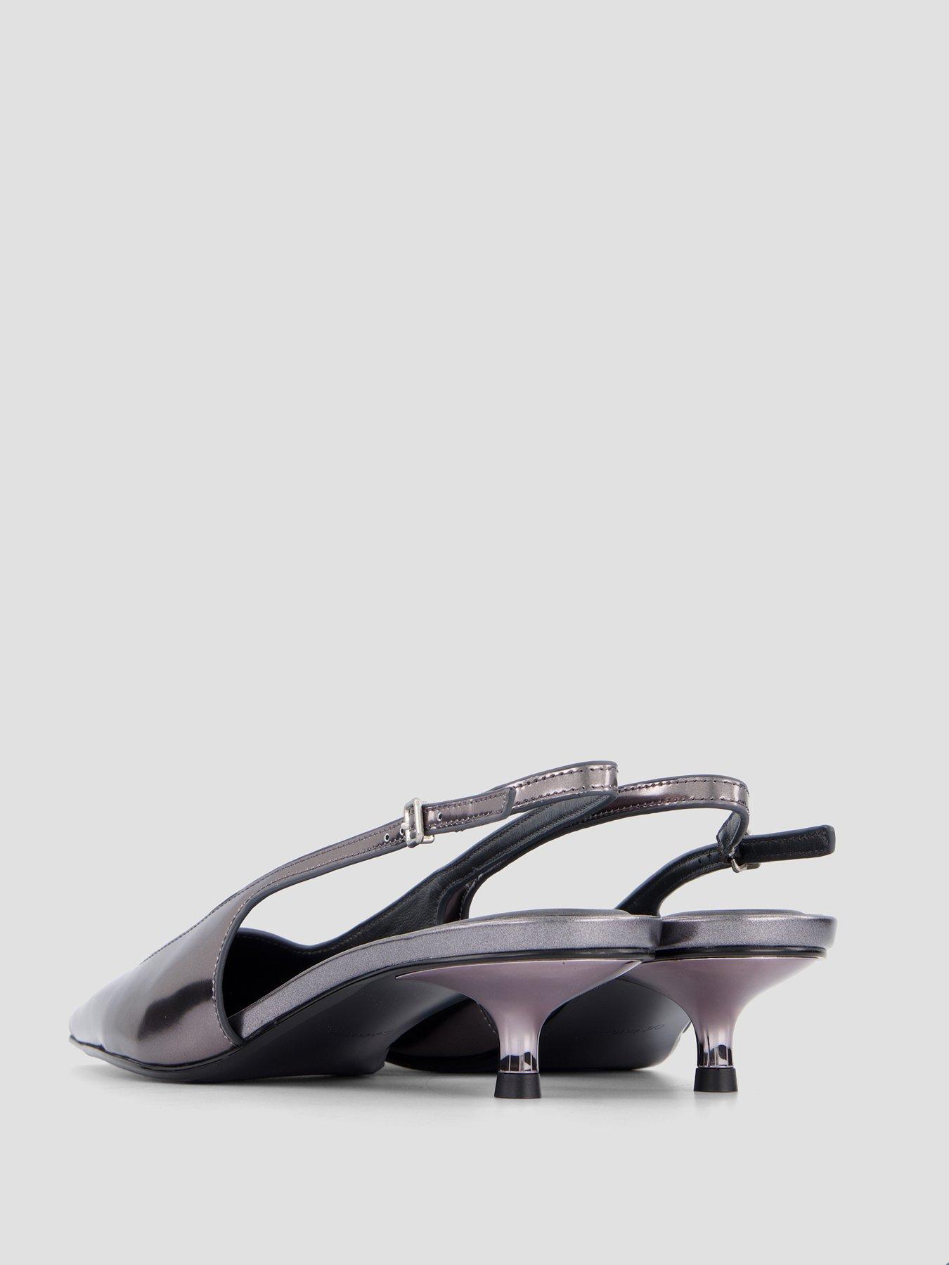 Image 6 of 7 of Calvin Klein Kitten Heel Pump Slingback Shoes - Silver