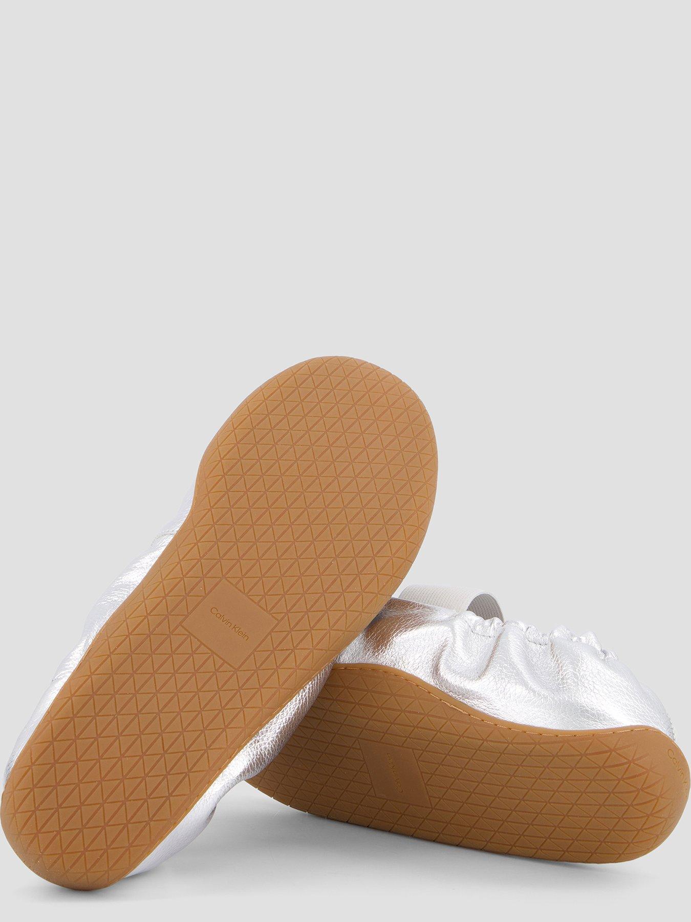 Image 4 of 7 of Calvin Klein Metallic Leather Hybrid Ballet Trainers - Silver