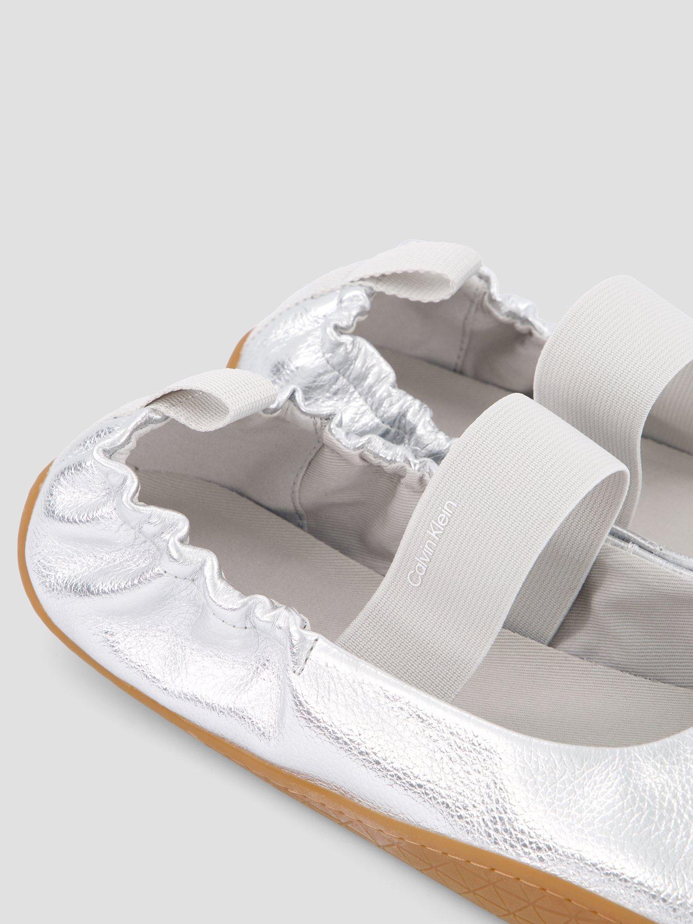 Image 5 of 7 of Calvin Klein Metallic Leather Hybrid Ballet Trainers - Silver