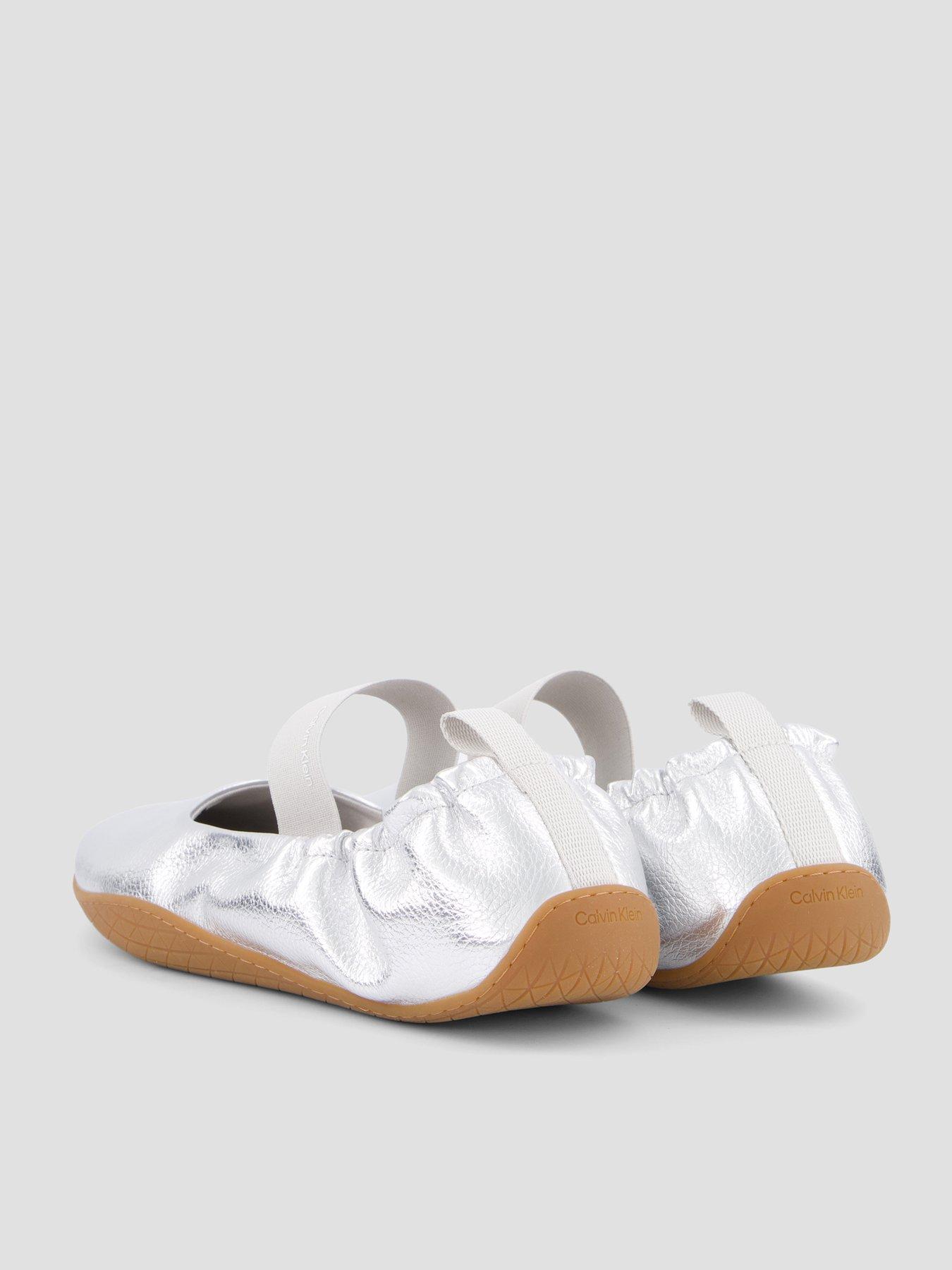 Image 6 of 7 of Calvin Klein Metallic Leather Hybrid Ballet Trainers - Silver
