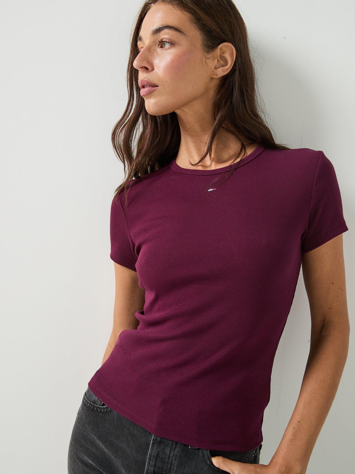 Image 1 of 5 of Tommy Jeans Tjw Slim Essential Rib Ss Ext