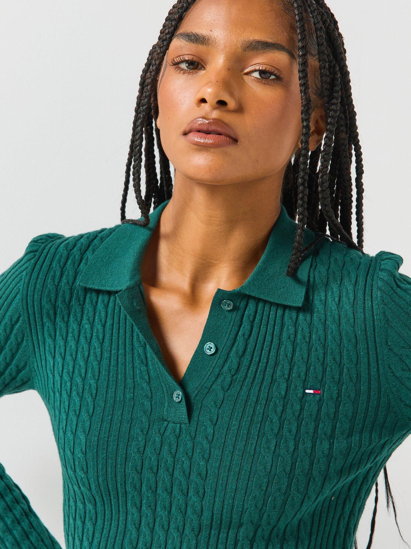 Image 6 of 6 of Tommy Jeans Tjw Micro Cable Polo Sweater Ext