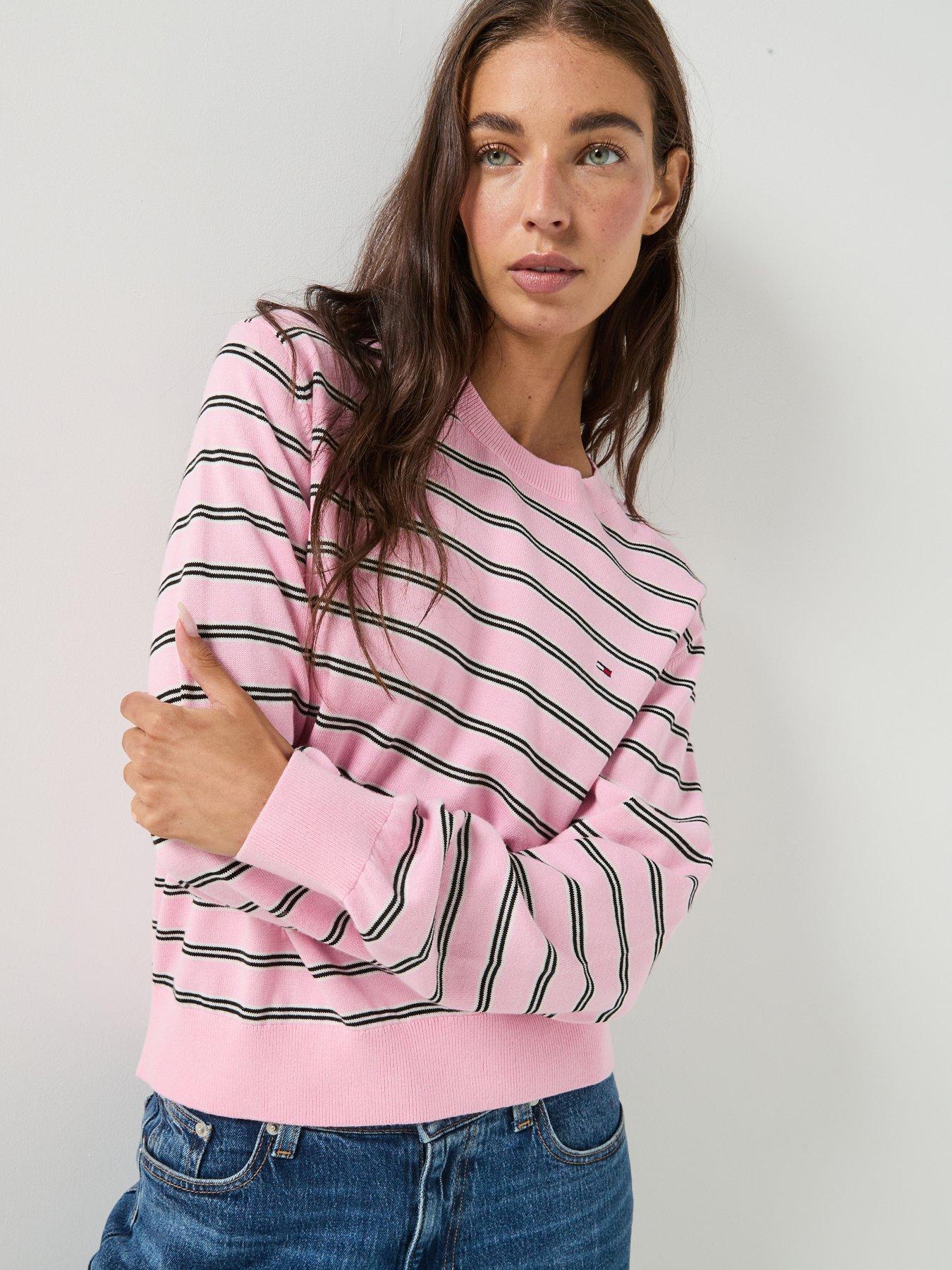 Image 1 of 5 of Tommy Jeans Boxy Crew Neck Jumper - Pink