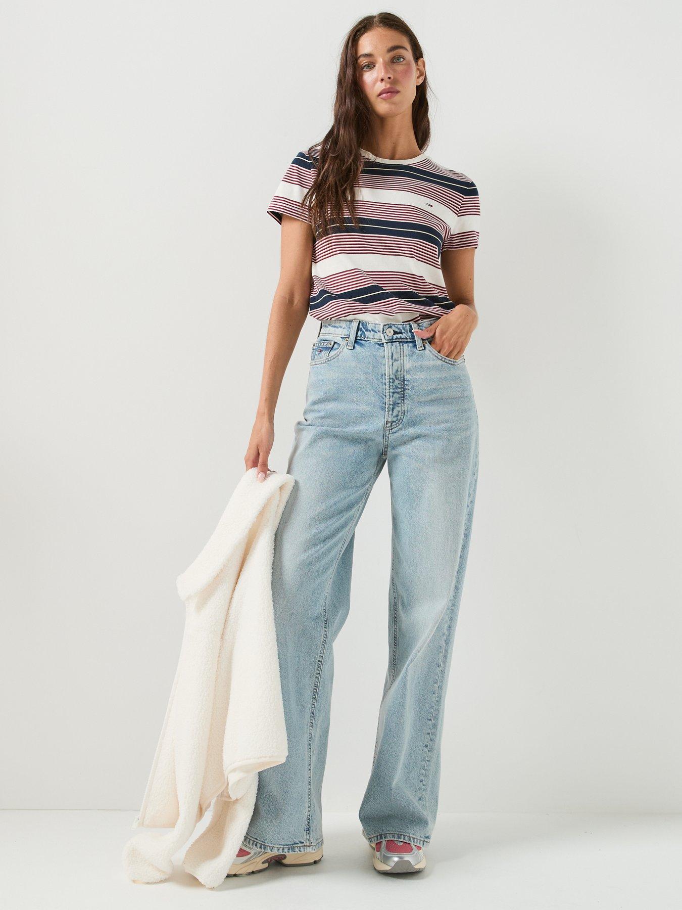 Image 3 of 6 of Tommy Jeans Women's Claire High Rise Wide Leg Jeans - Light Blue