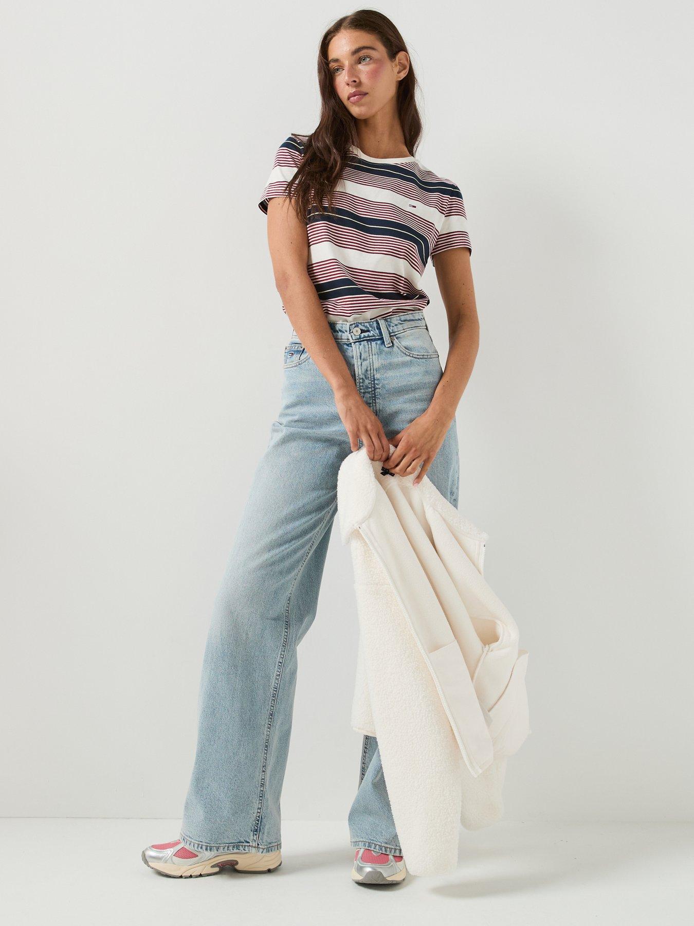 Image 6 of 6 of Tommy Jeans Women's Claire High Rise Wide Leg Jeans - Light Blue
