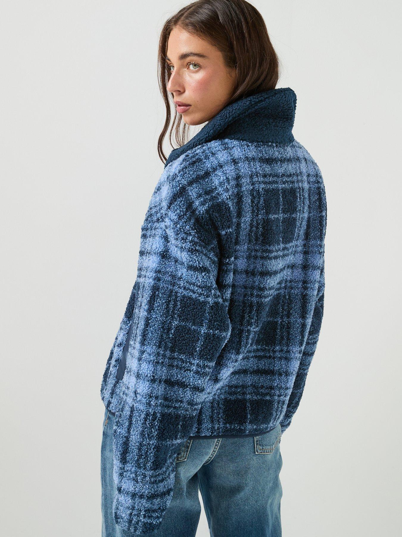 Image 2 of 5 of Tommy Jeans Women's Check Teddy Zip Through Jacket - Blue