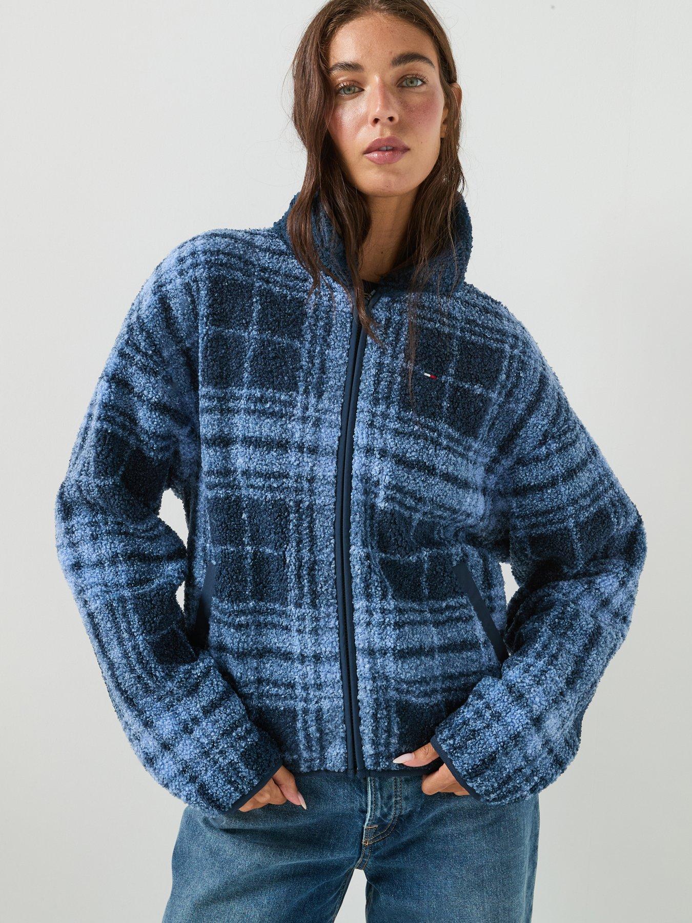 Image 5 of 5 of Tommy Jeans Women's Check Teddy Zip Through Jacket - Blue
