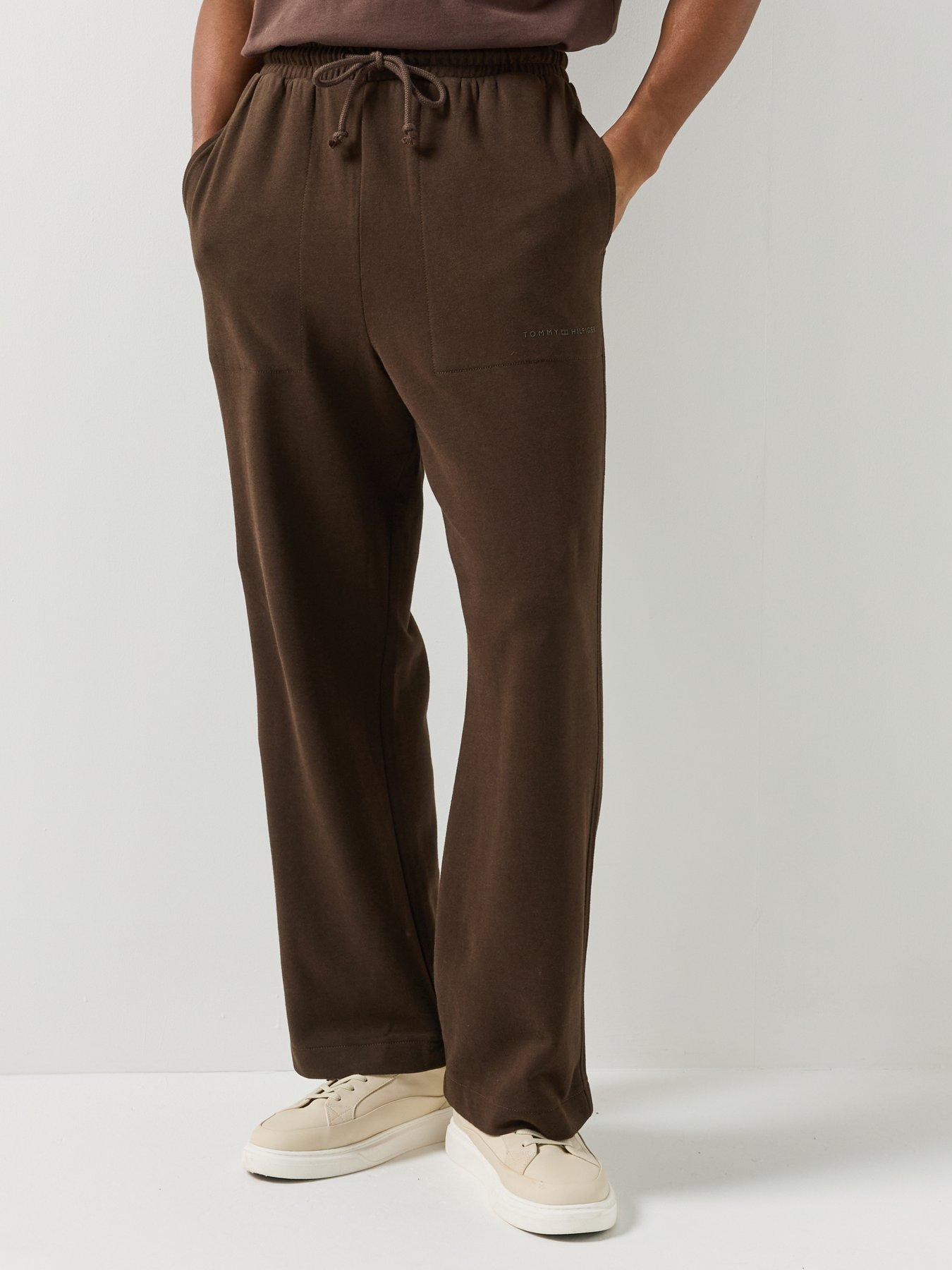 Image 1 of 6 of Tommy Hilfiger Mens Loose Fit Drawstring Waist Fleece Jogging Bottoms - Brown