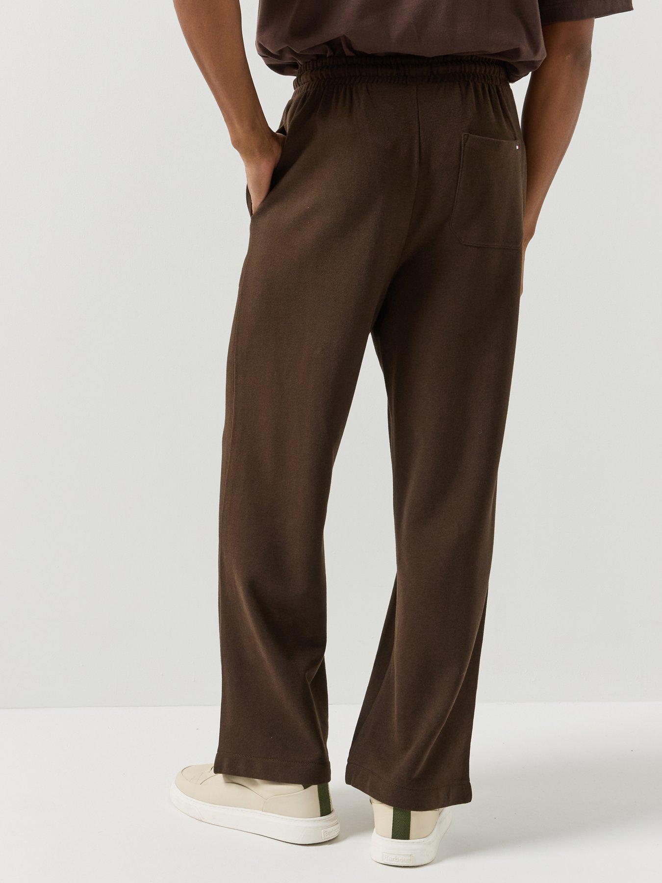 Image 2 of 6 of Tommy Hilfiger Mens Loose Fit Drawstring Waist Fleece Jogging Bottoms - Brown