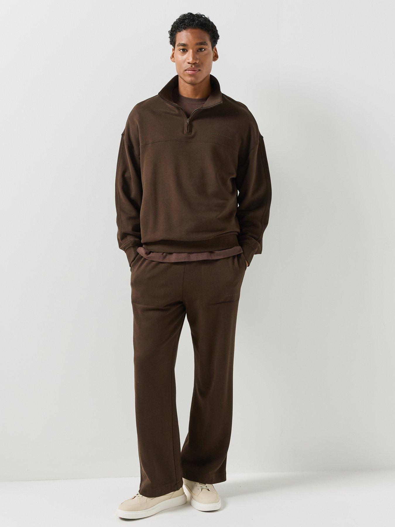Image 3 of 6 of Tommy Hilfiger Mens Loose Fit Drawstring Waist Fleece Jogging Bottoms - Brown