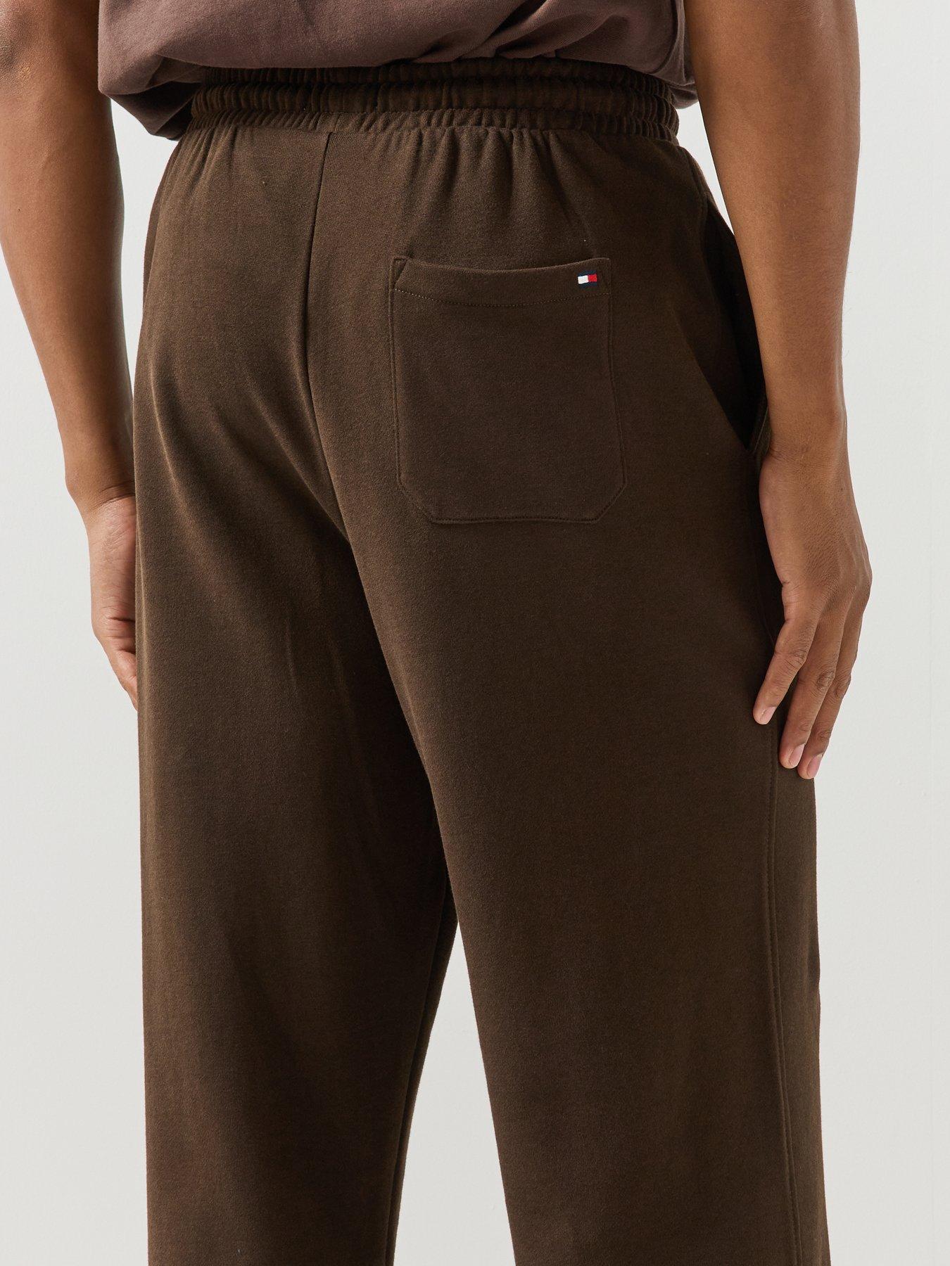 Image 4 of 6 of Tommy Hilfiger Mens Loose Fit Drawstring Waist Fleece Jogging Bottoms - Brown