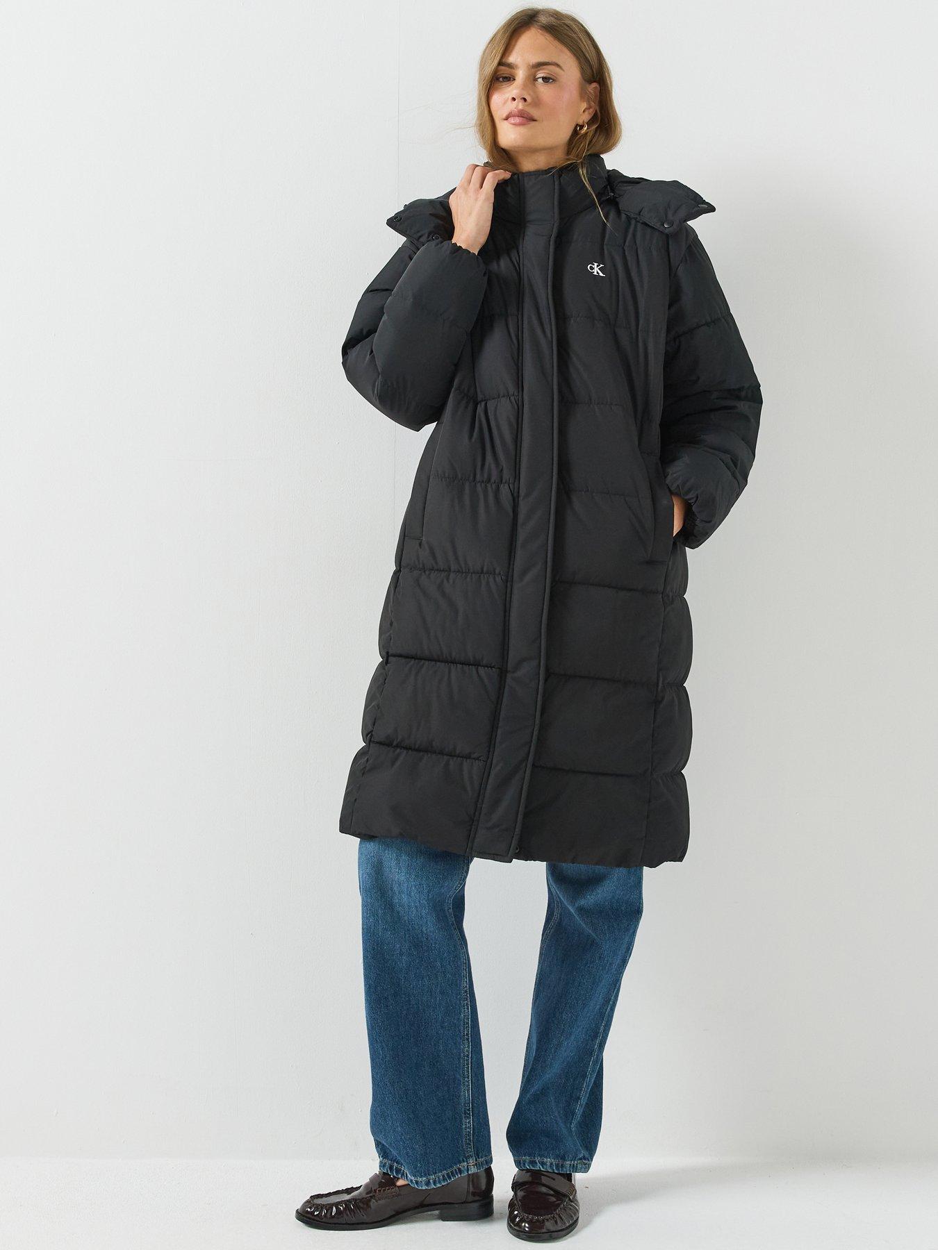 Image 1 of 6 of Calvin Klein Jeans Jeans Matte Midweight Longline Puffer Jacket - Black