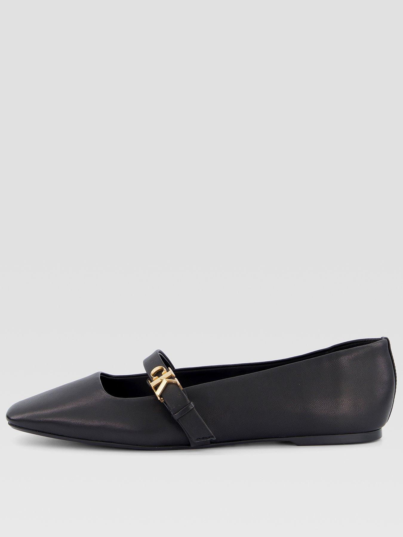 Image 1 of 7 of Calvin Klein Leather Mary Jane Ballerinas - Black