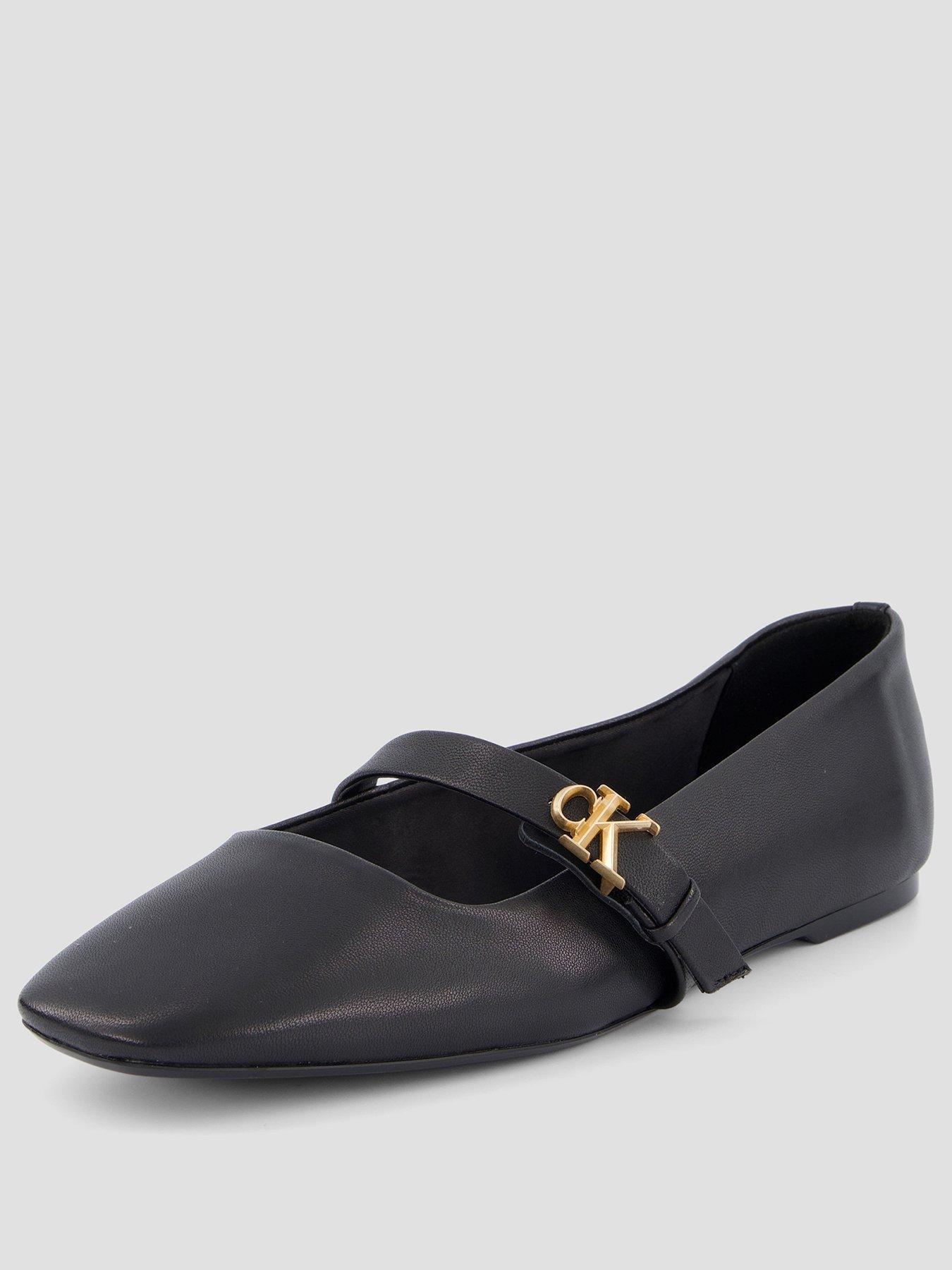 Image 2 of 7 of Calvin Klein Leather Mary Jane Ballerinas - Black