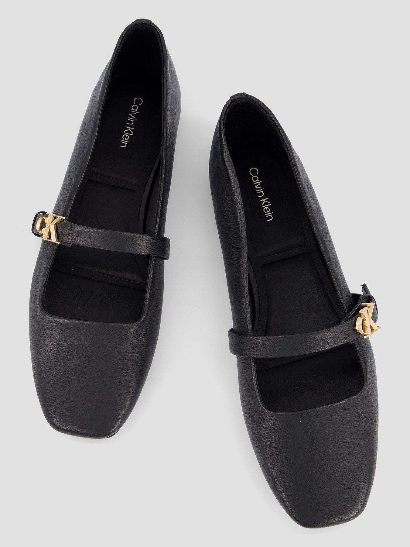 Image 3 of 7 of Calvin Klein Leather Mary Jane Ballerinas - Black