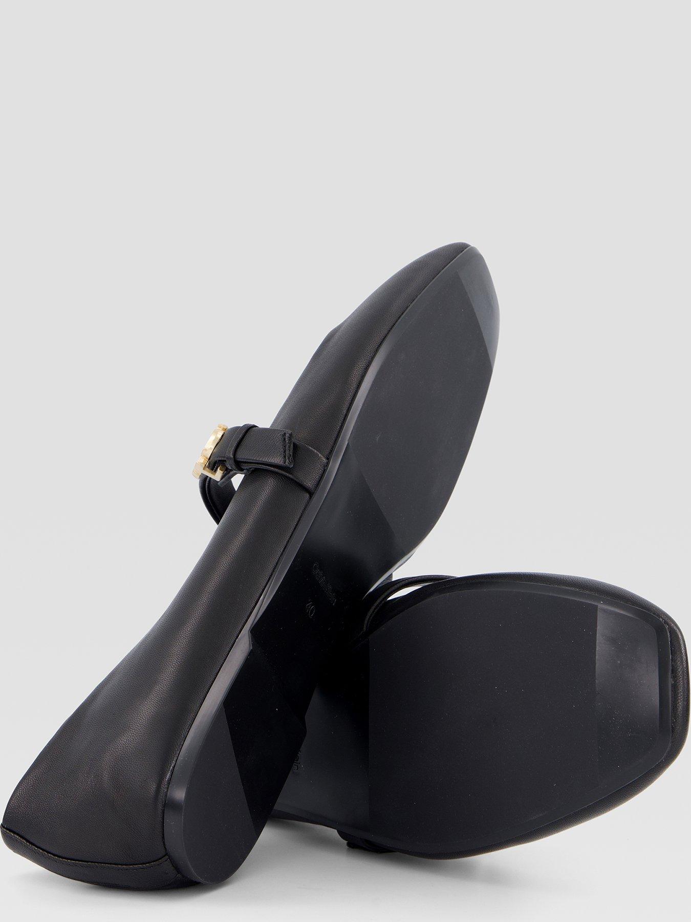 Image 4 of 7 of Calvin Klein Leather Mary Jane Ballerinas - Black