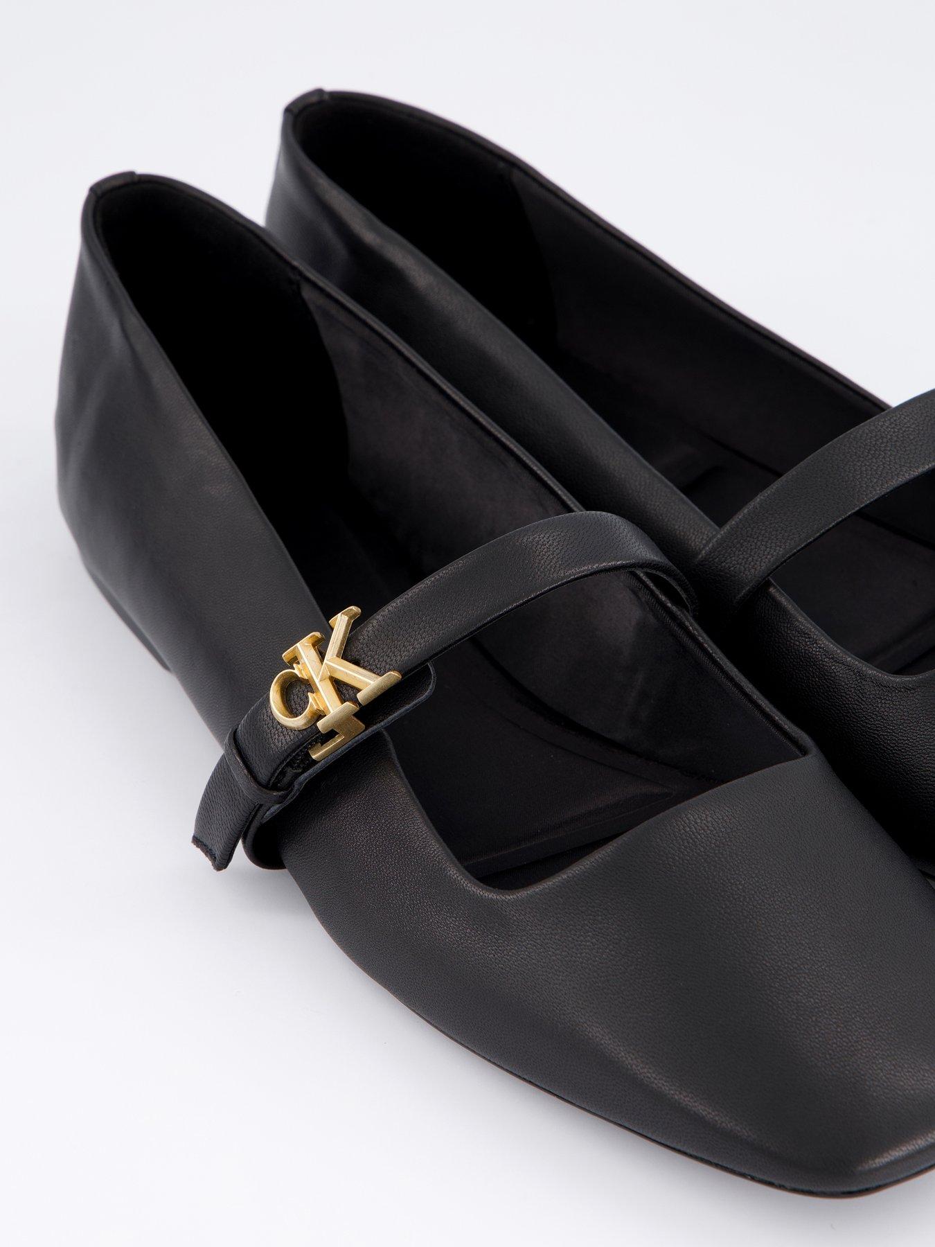 Image 5 of 7 of Calvin Klein Leather Mary Jane Ballerinas - Black