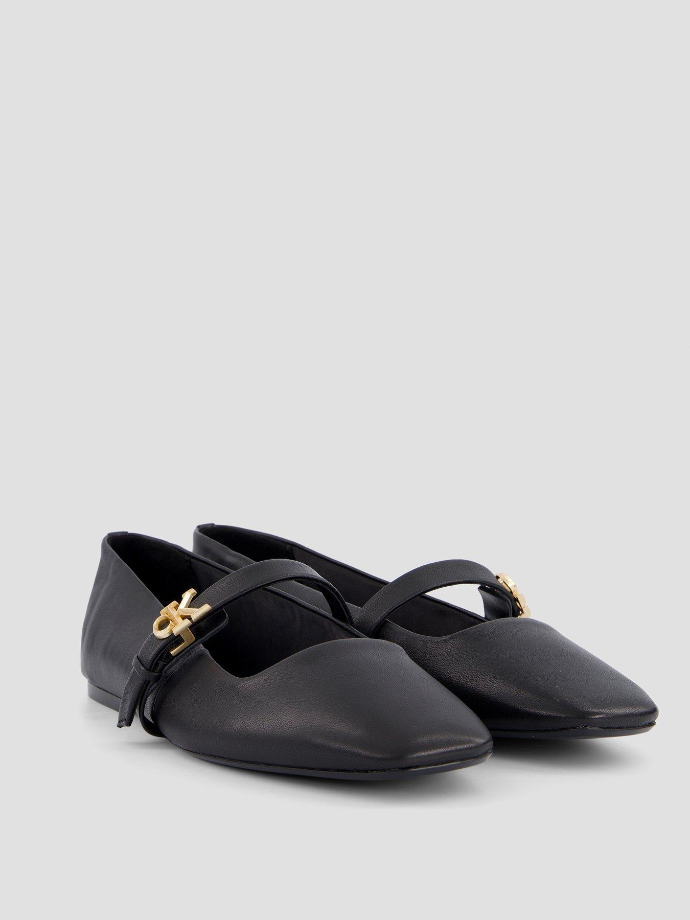 Image 6 of 7 of Calvin Klein Leather Mary Jane Ballerinas - Black