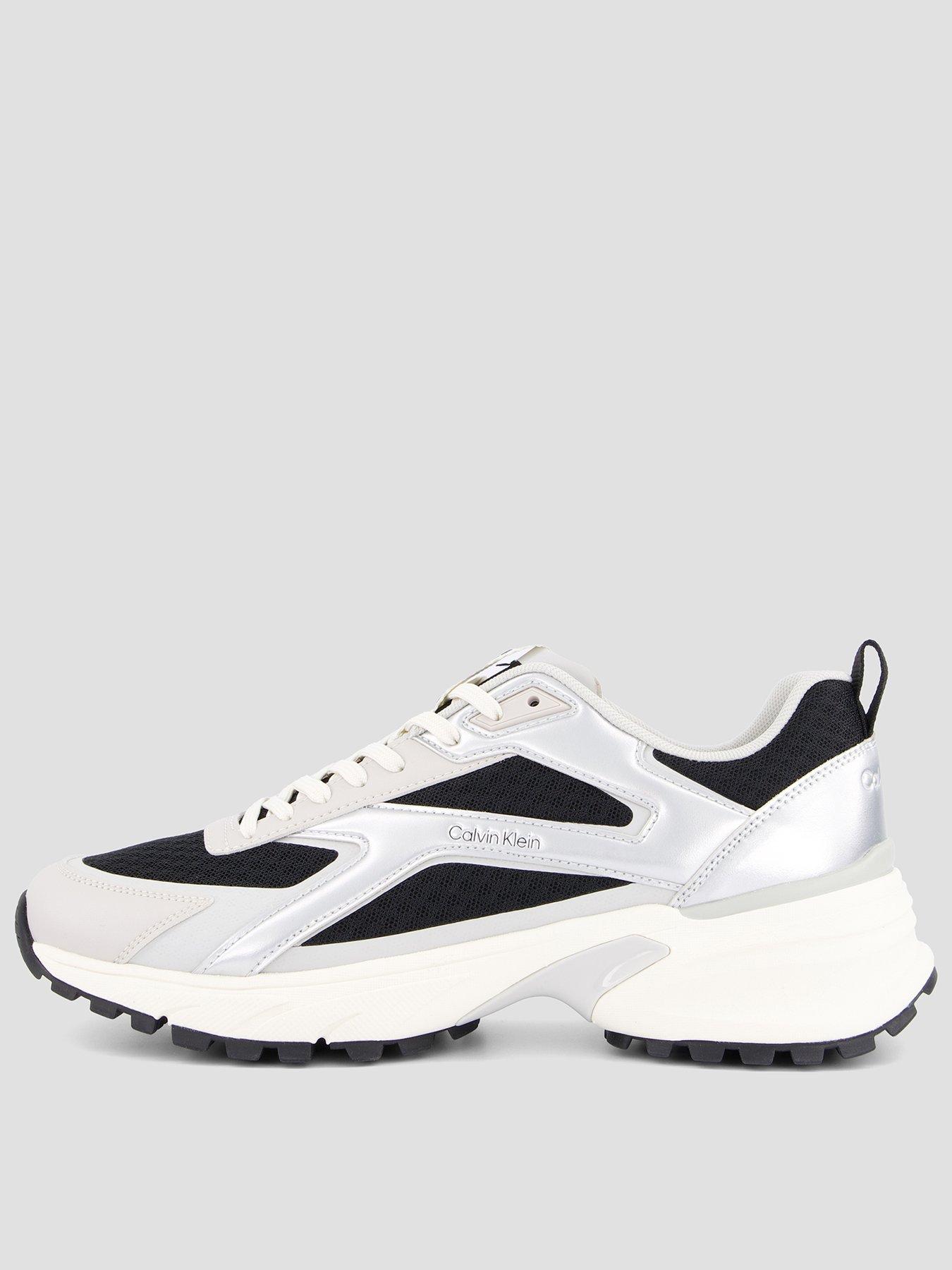 Image 1 of 7 of Calvin Klein Hike Run Stripe Mesh Trainer - Silver