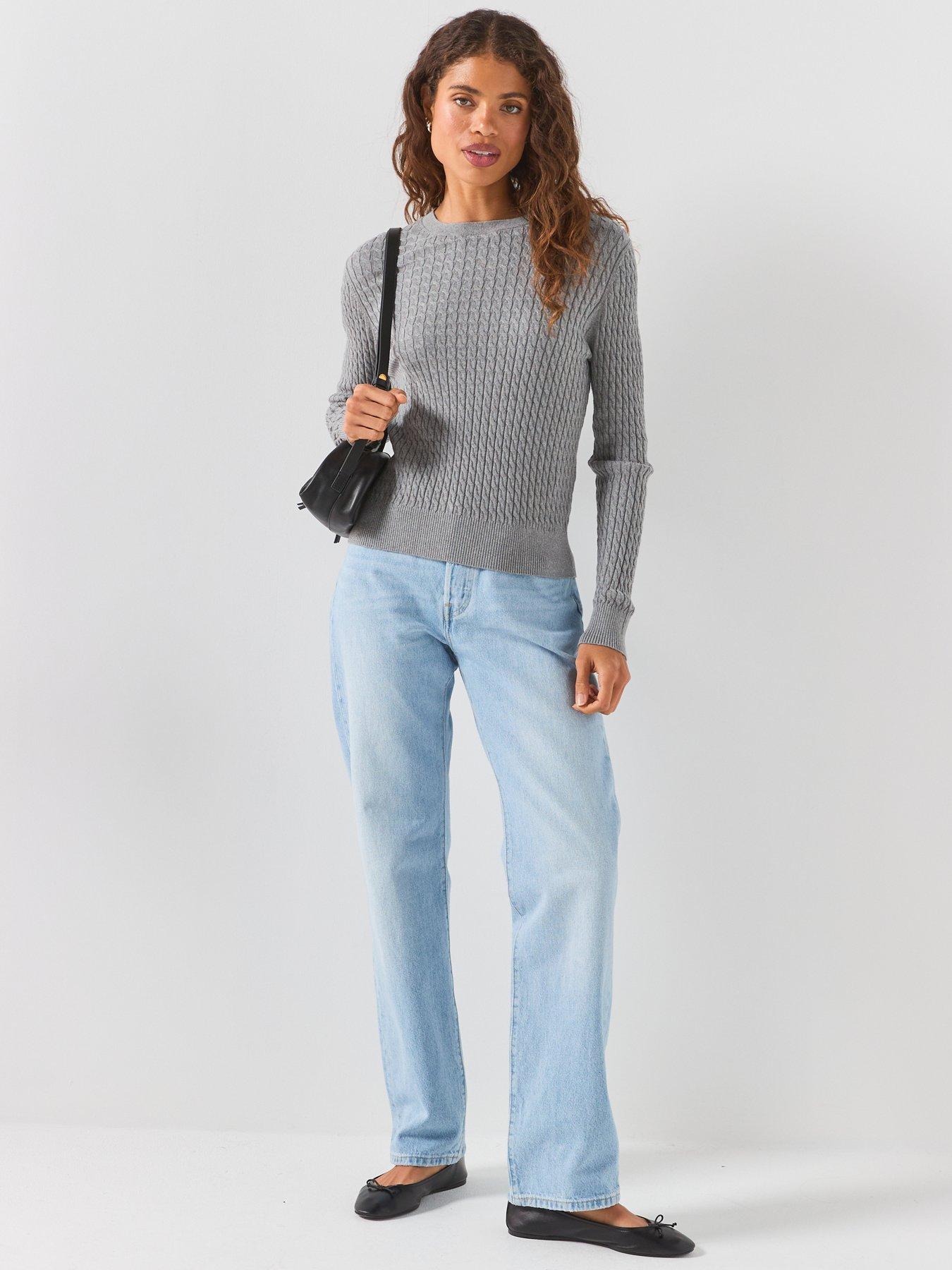 Image 6 of 6 of Tommy Hilfiger Fine Cable Knit Crew Neck Jumper - Grey