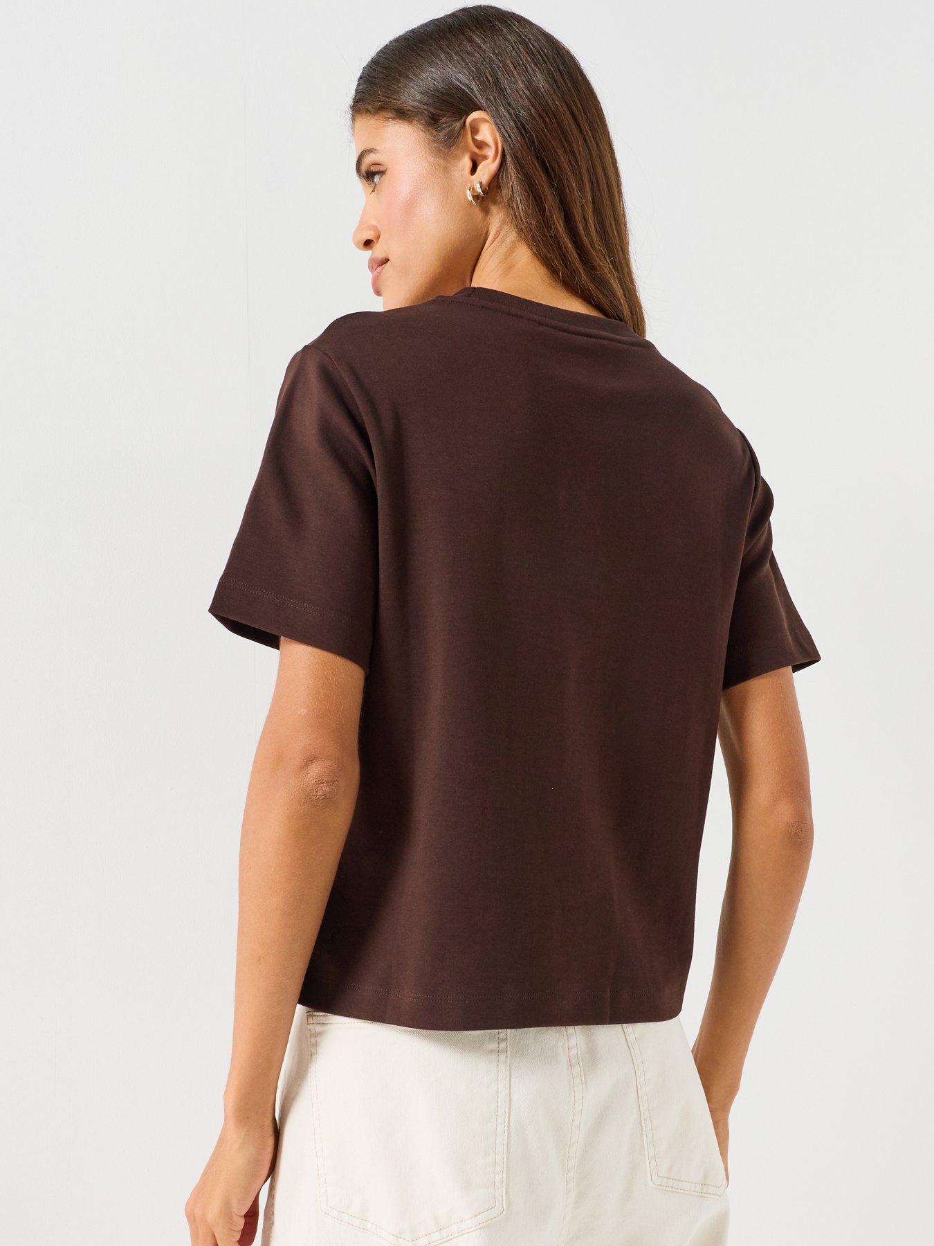 Image 2 of 5 of Tommy Hilfiger Women's Interlock Boxy Crew Neck Short Sleeve T-Shirt - Brown