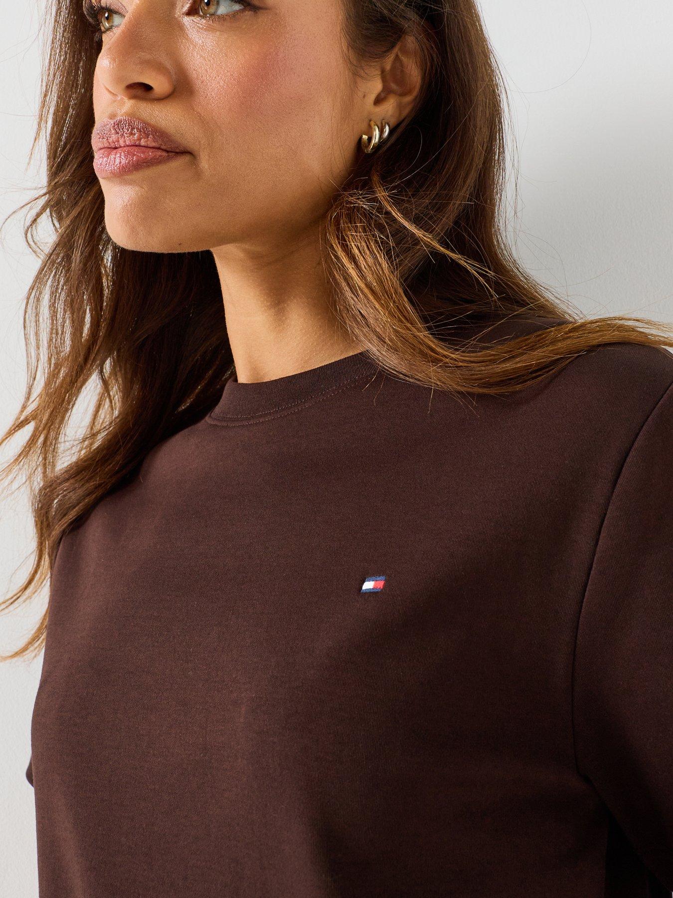 Image 4 of 5 of Tommy Hilfiger Women's Interlock Boxy Crew Neck Short Sleeve T-Shirt - Brown