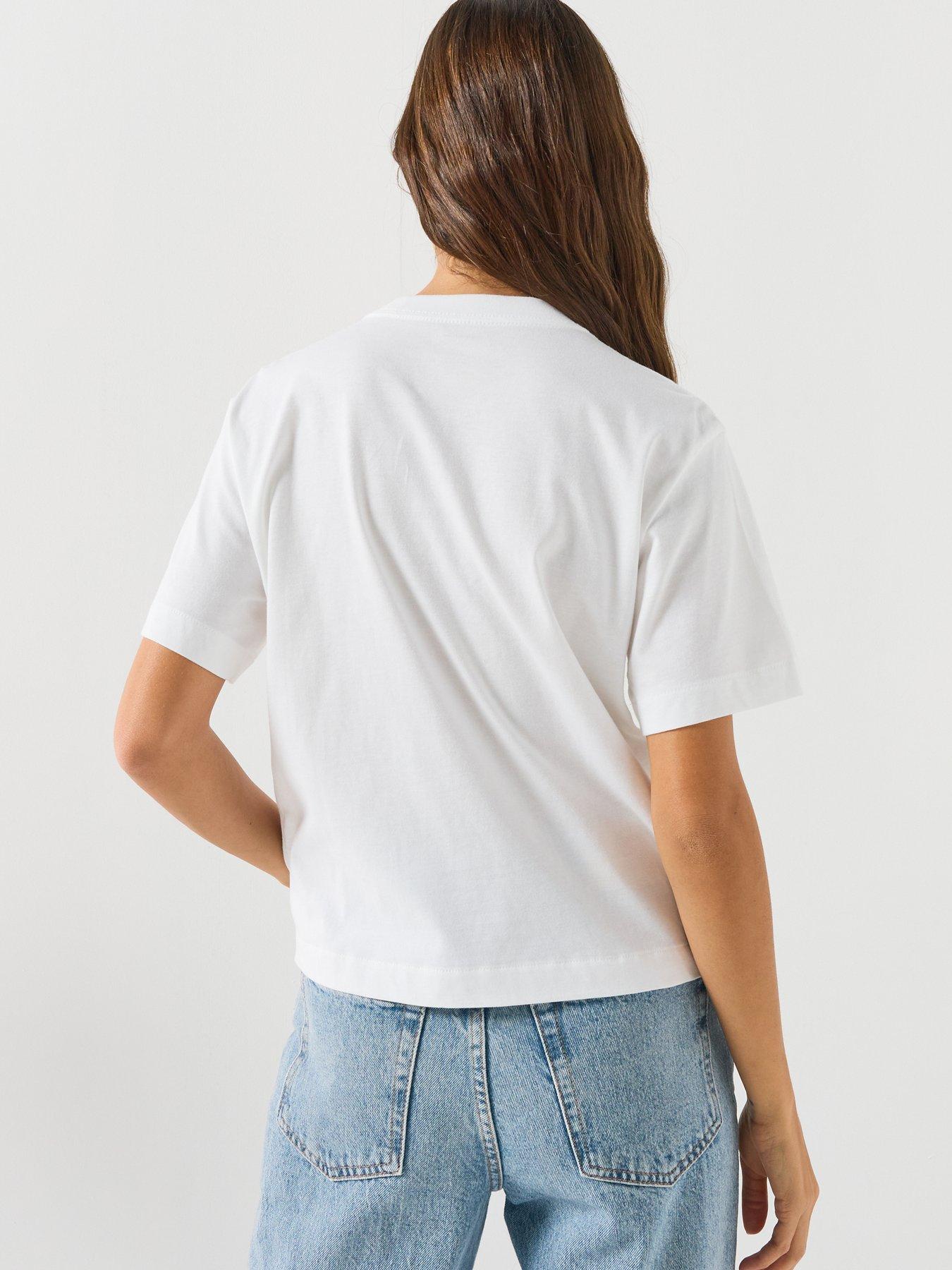 Image 2 of 4 of Calvin Klein Jeans Jeans Distressed Monologo Boxy T-shirt - White