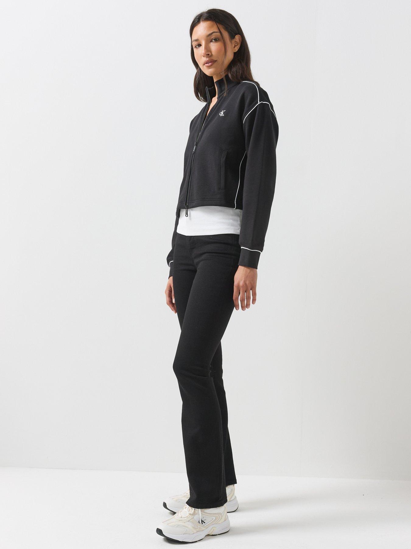 Image 3 of 6 of Calvin Klein Jeans Womens Mid-Rise Stretch Skinny Bootcut Jeans - Black