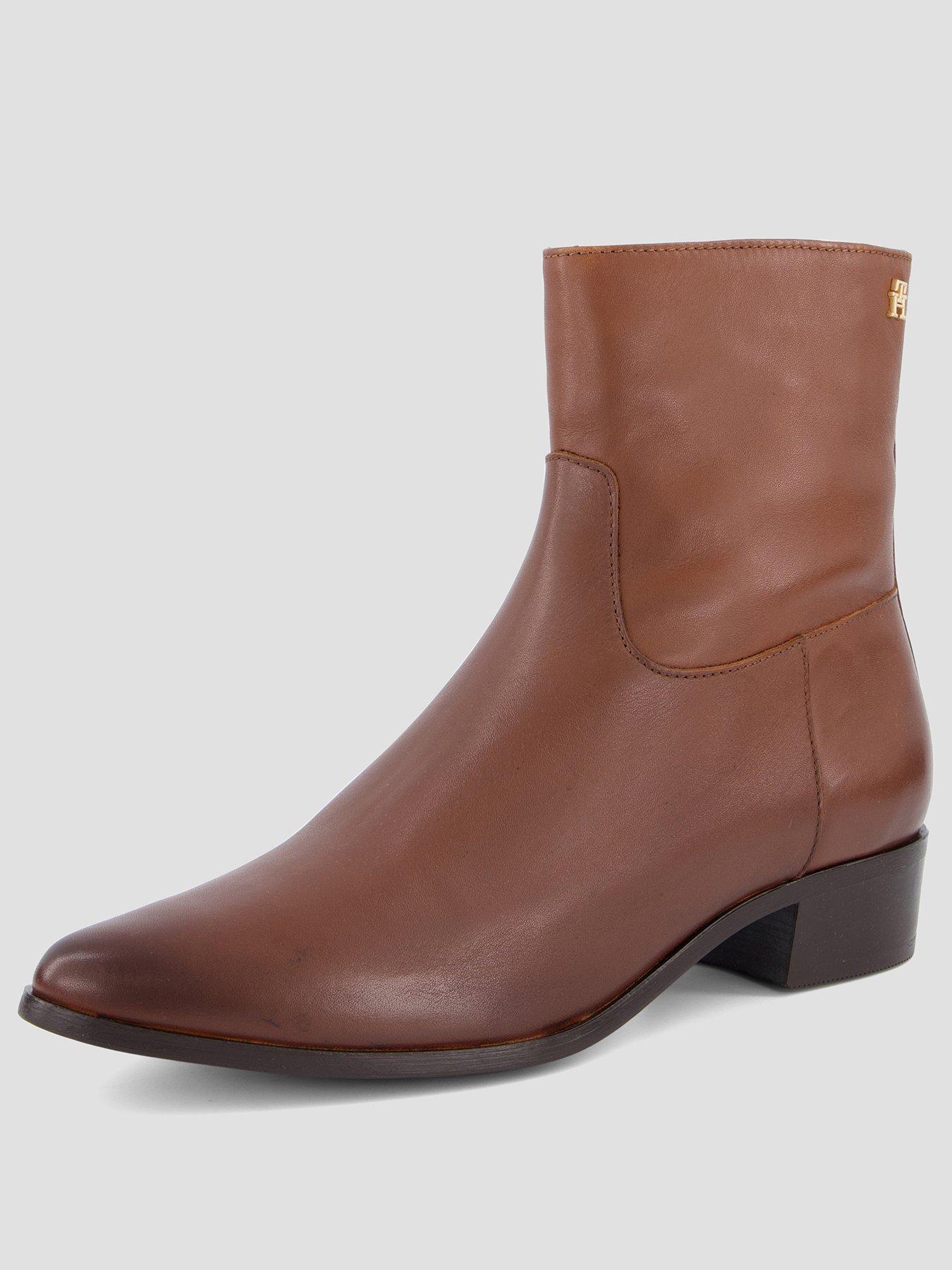Image 2 of 7 of Tommy Hilfiger Leather Zip-up Ankle Boots - Brown