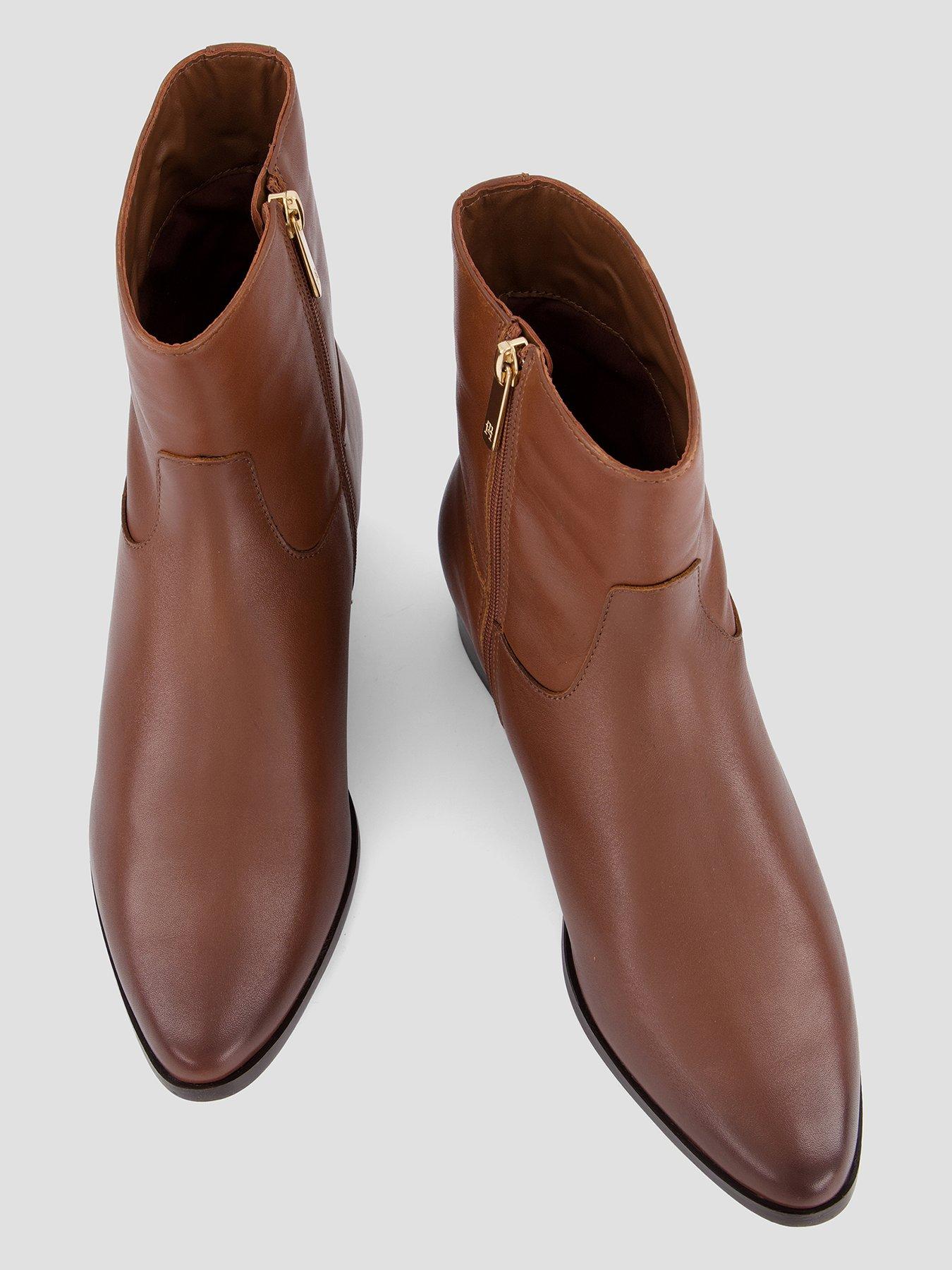 Image 3 of 7 of Tommy Hilfiger Leather Zip-up Ankle Boots - Brown