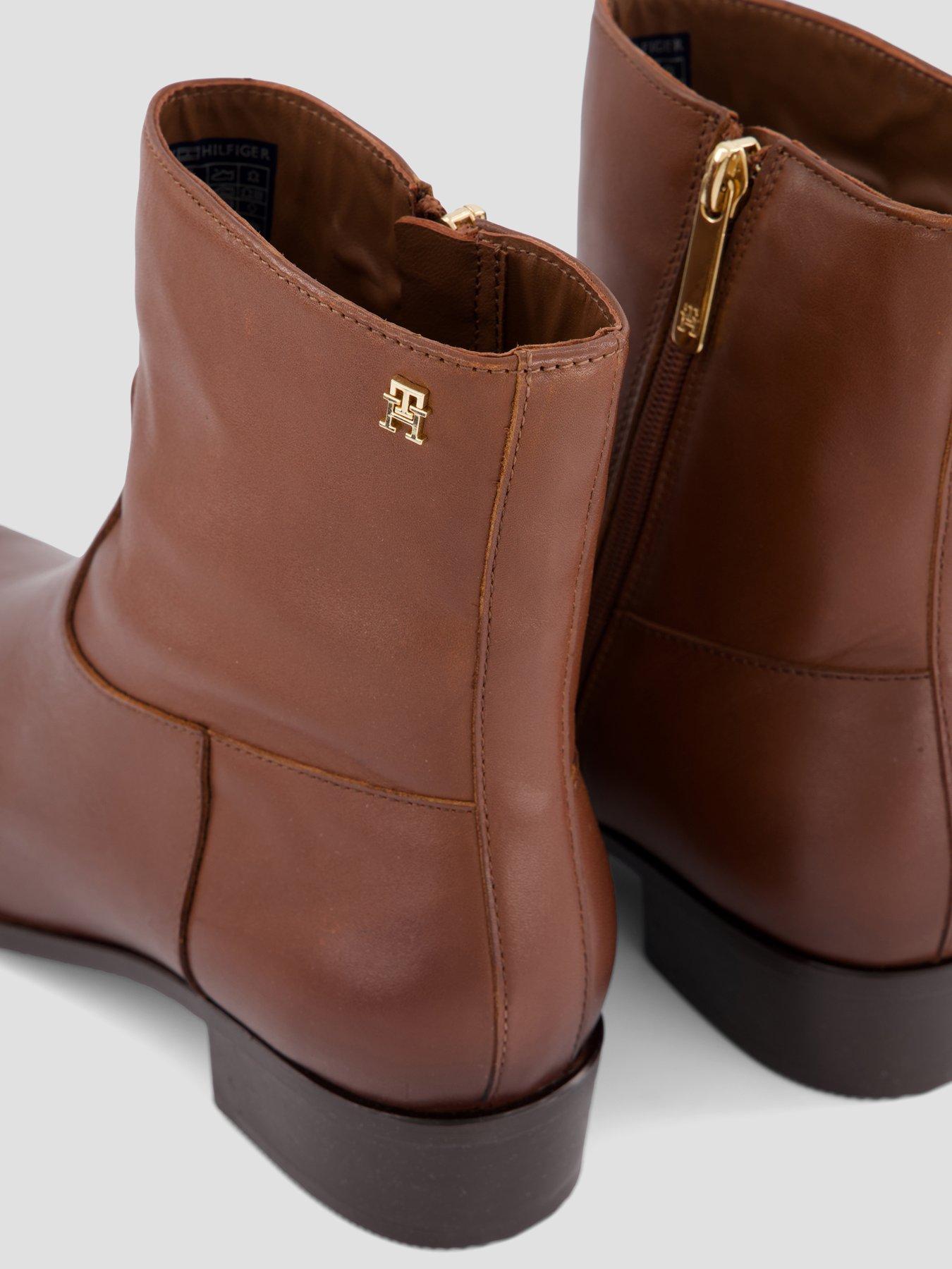 Image 5 of 7 of Tommy Hilfiger Leather Zip-up Ankle Boots - Brown