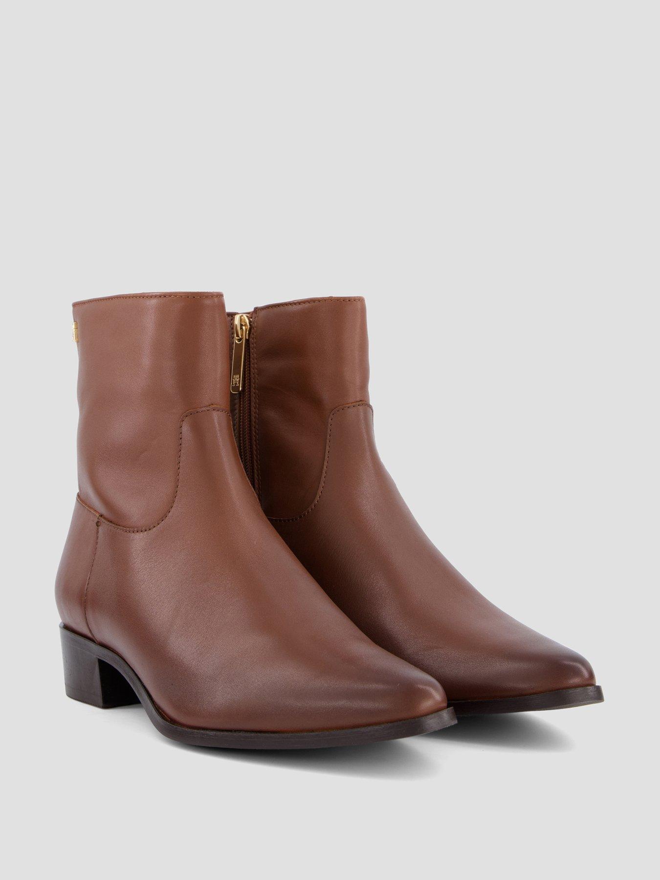 Image 6 of 7 of Tommy Hilfiger Leather Zip-up Ankle Boots - Brown