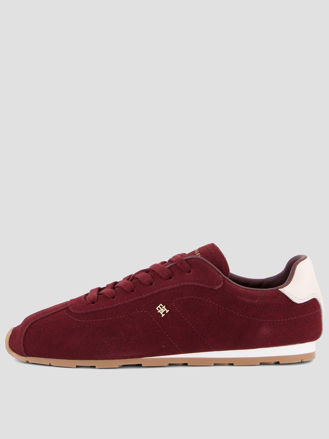 Image 1 of 7 of Tommy Hilfiger Monogram Suede Low Profile Trainers - Red
