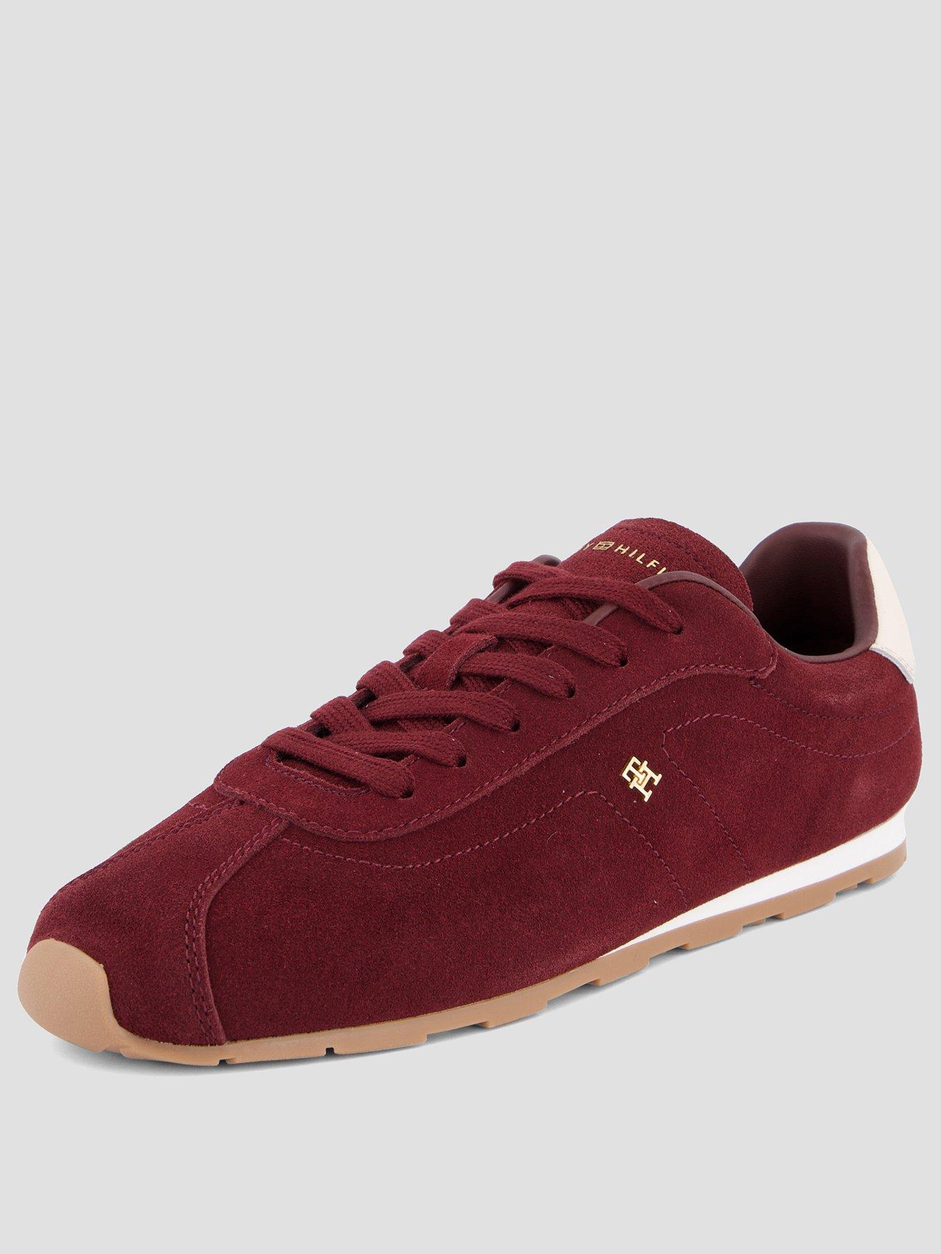Image 2 of 7 of Tommy Hilfiger Monogram Suede Low Profile Trainers - Red