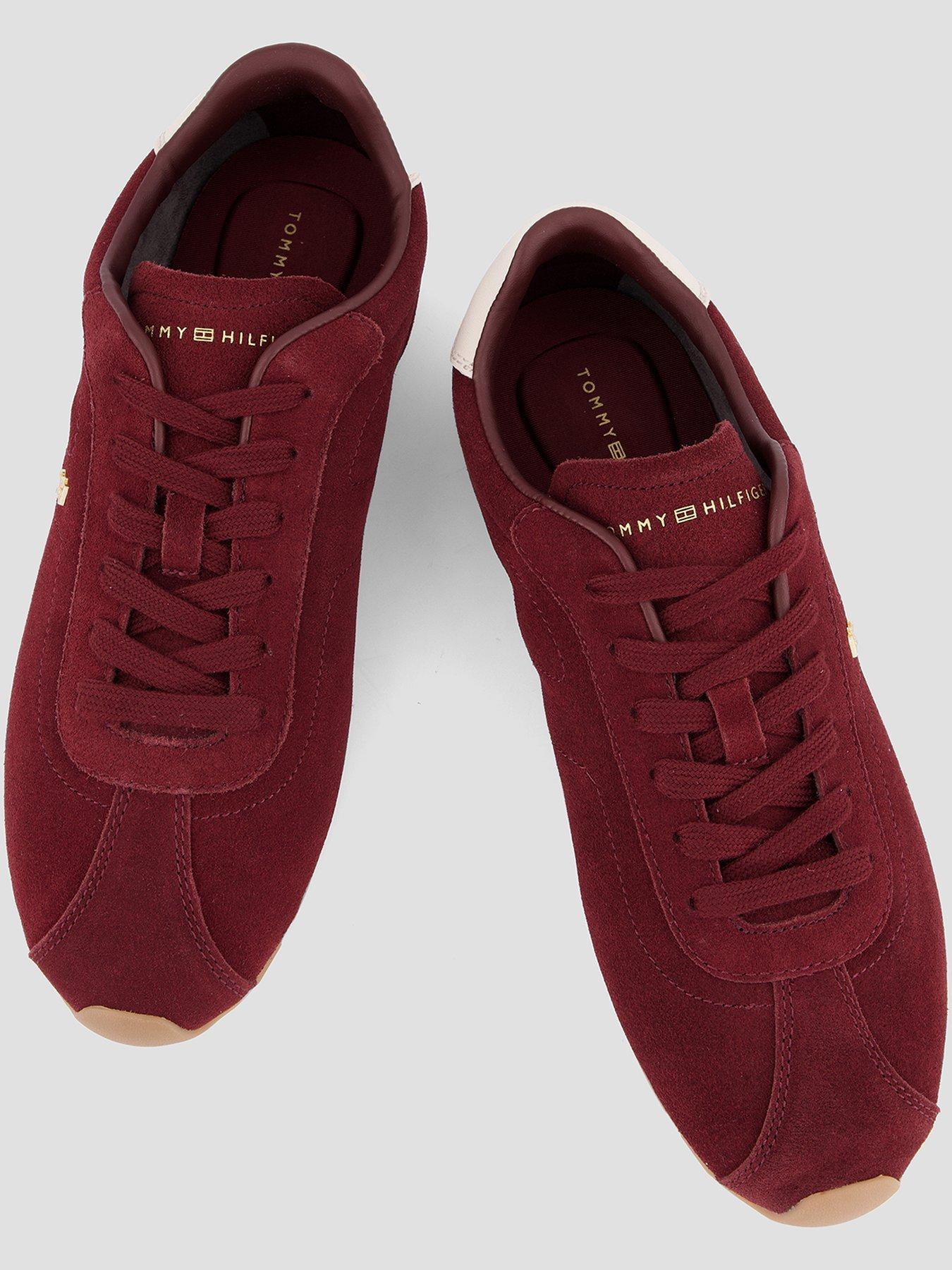 Image 3 of 7 of Tommy Hilfiger Monogram Suede Low Profile Trainers - Red