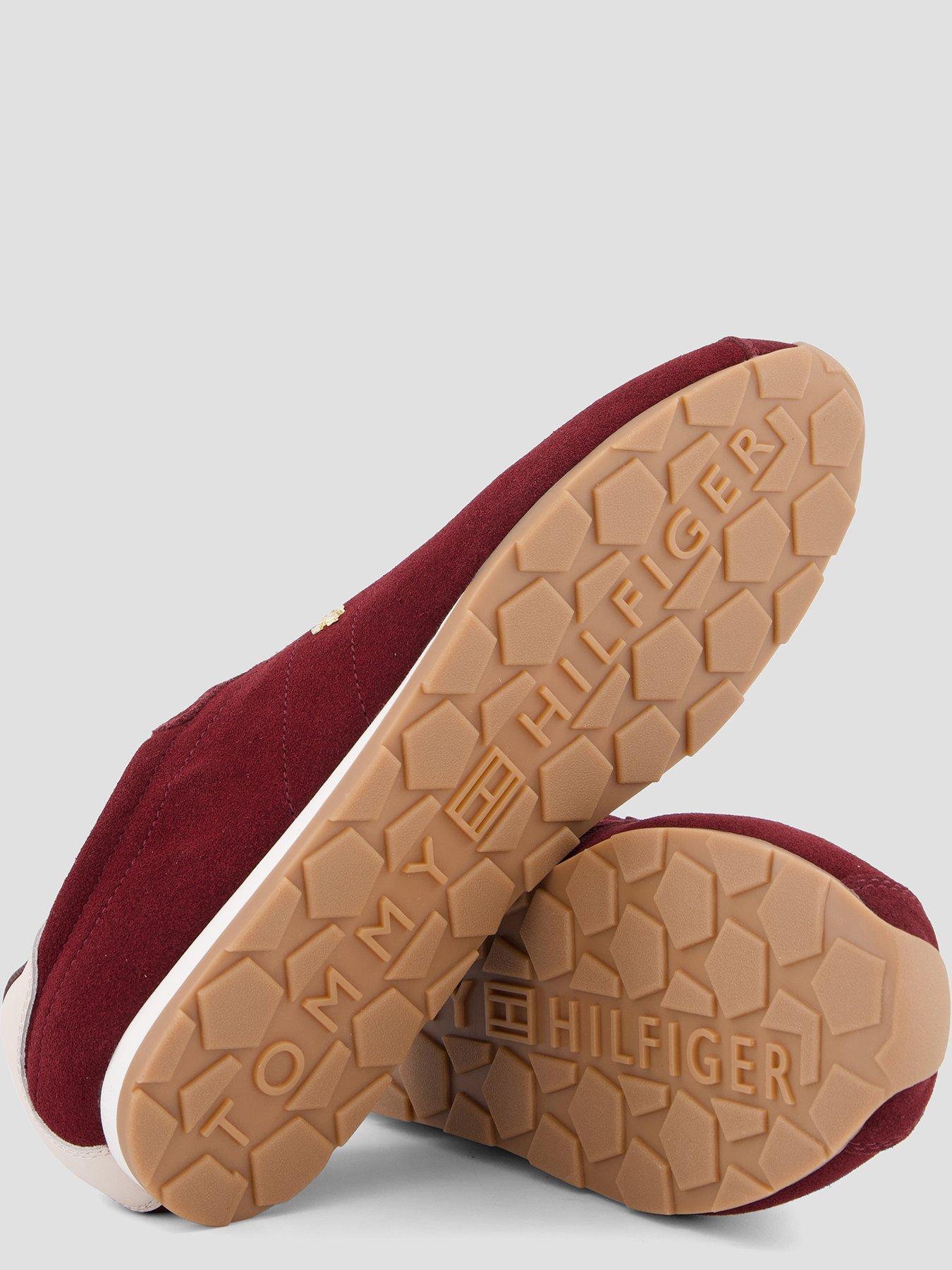 Image 4 of 7 of Tommy Hilfiger Monogram Suede Low Profile Trainers - Red