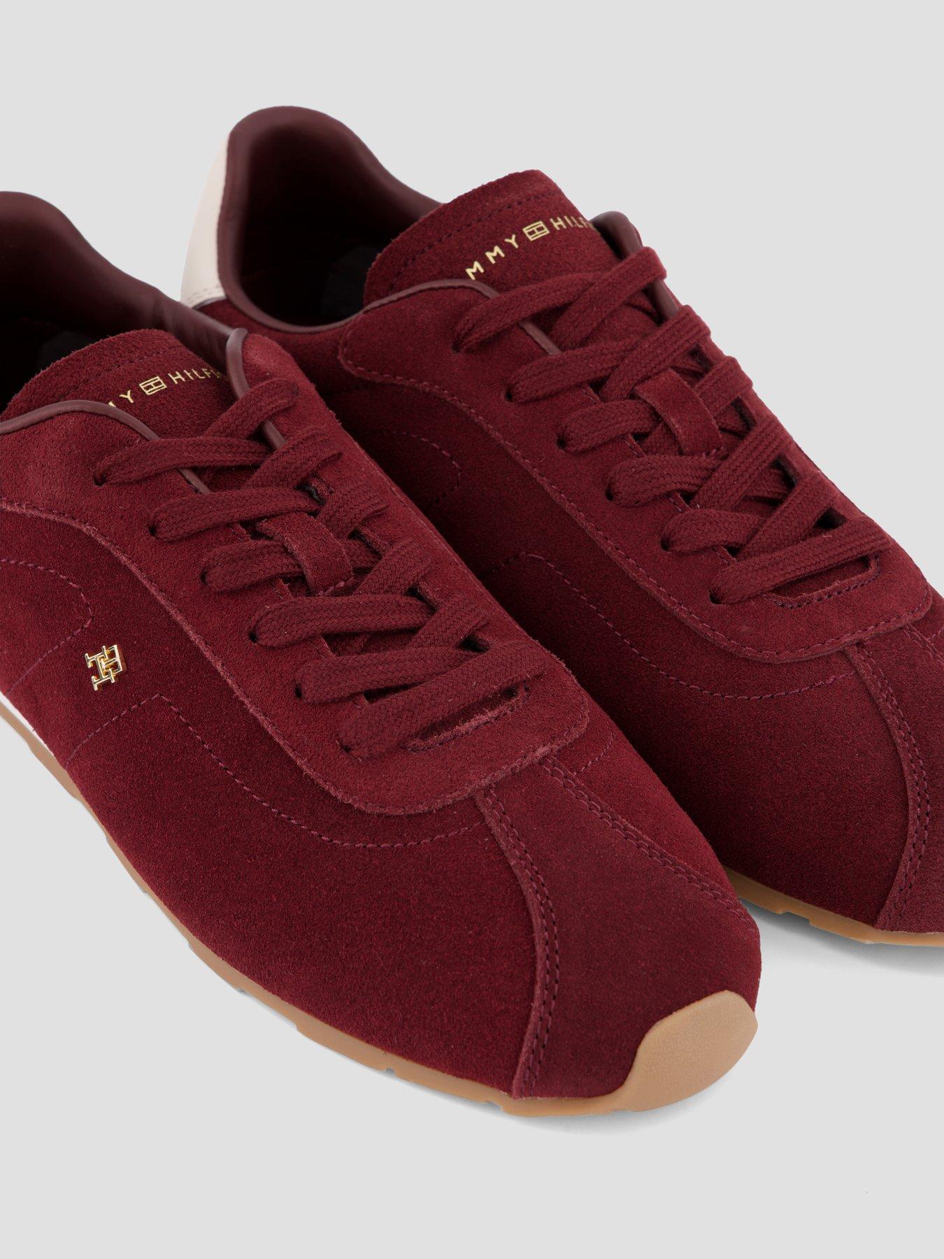Image 5 of 7 of Tommy Hilfiger Monogram Suede Low Profile Trainers - Red