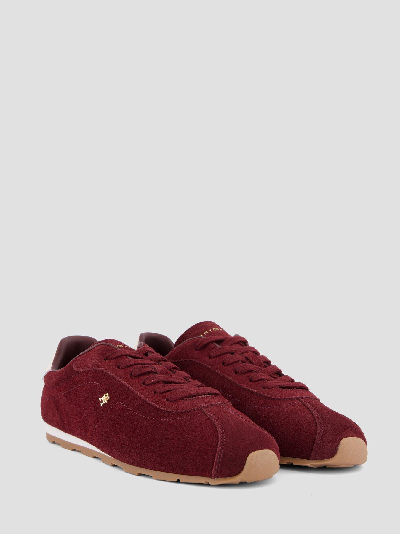 Image 6 of 7 of Tommy Hilfiger Monogram Suede Low Profile Trainers - Red