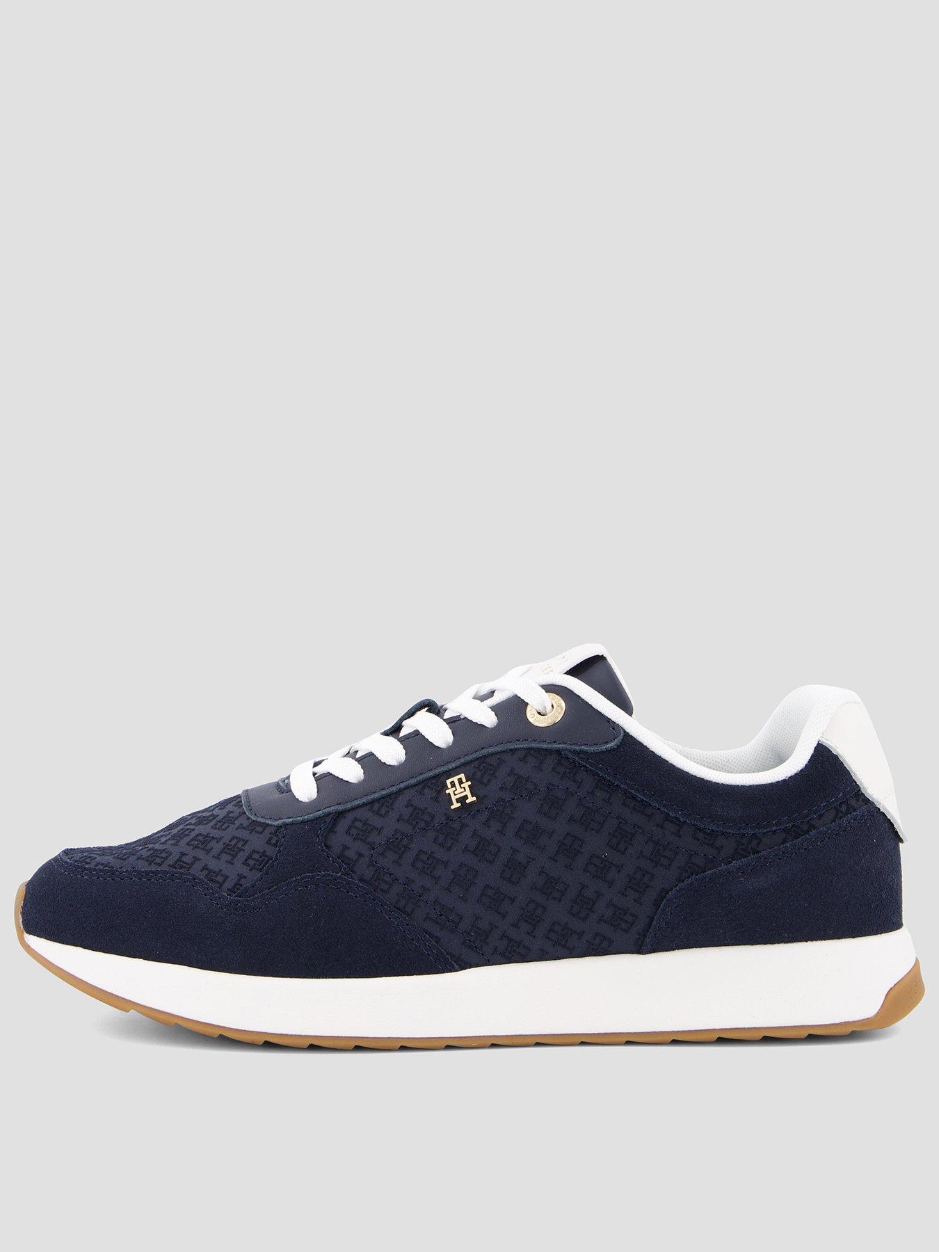 Tommy Hilfiger TH Monogram Plaque Suede Trainers - Blue