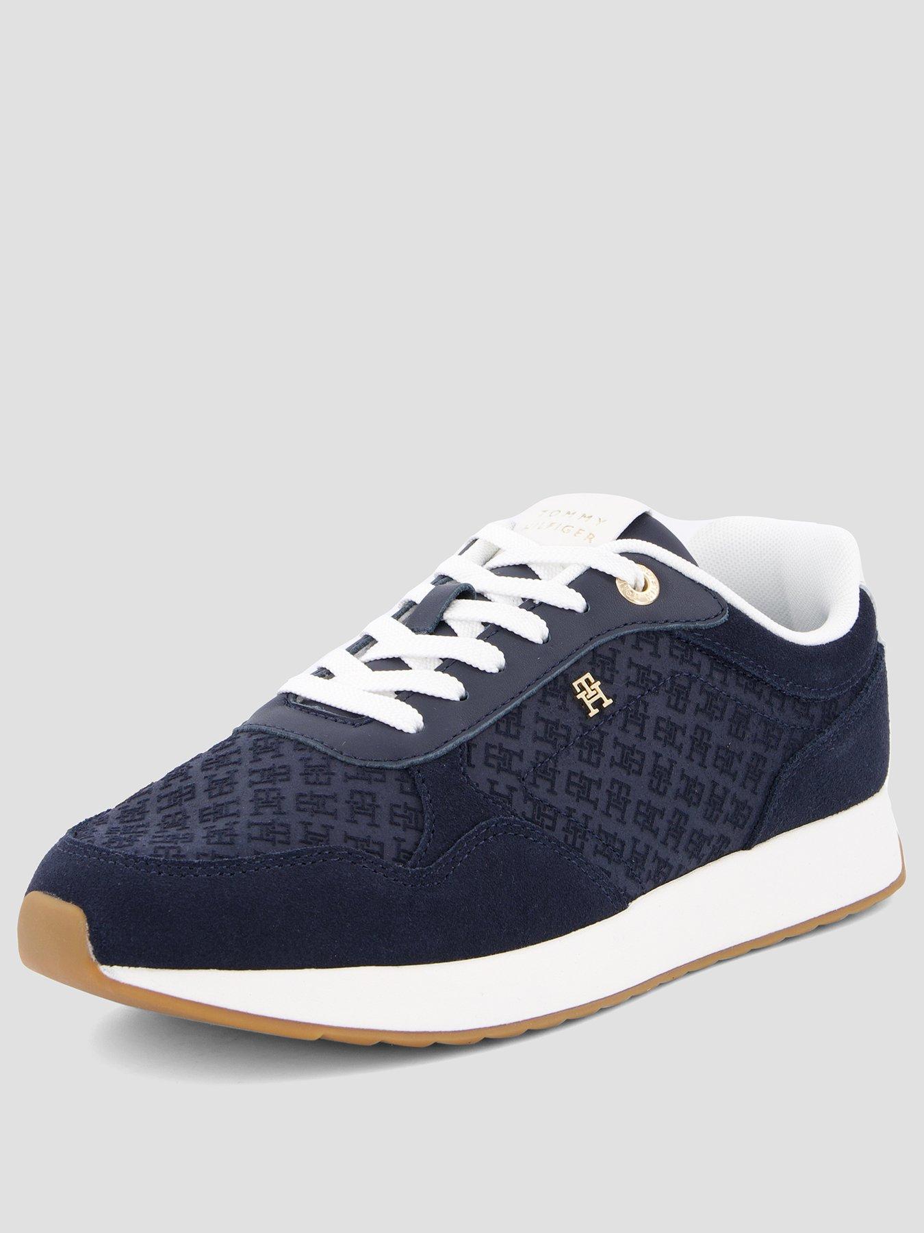 Image 2 of 7 of Tommy Hilfiger Monogram Plaque Suede Trainers - Blue