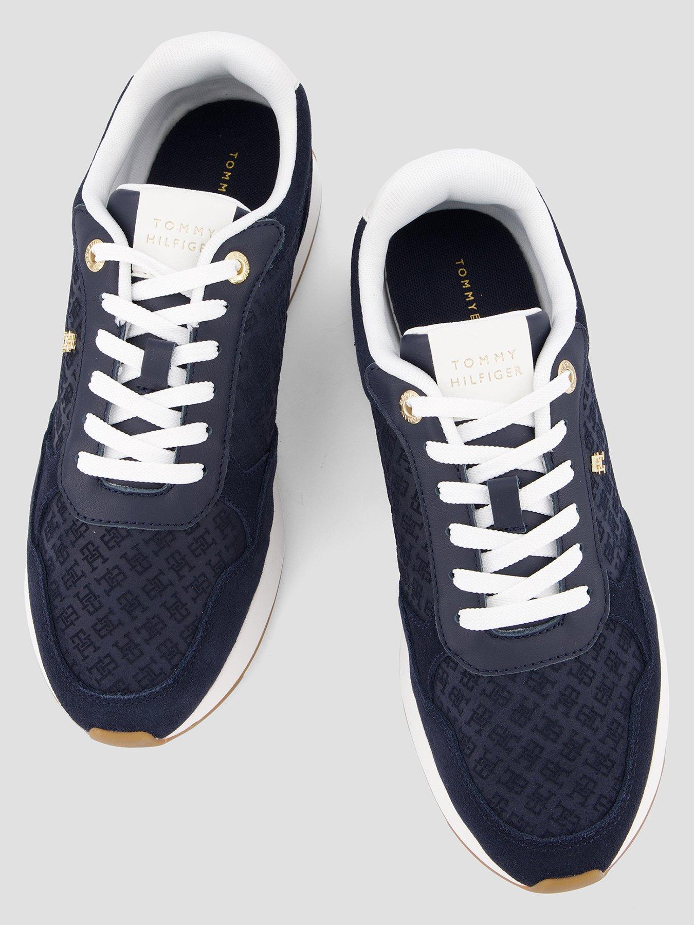 Image 3 of 7 of Tommy Hilfiger Monogram Plaque Suede Trainers - Blue