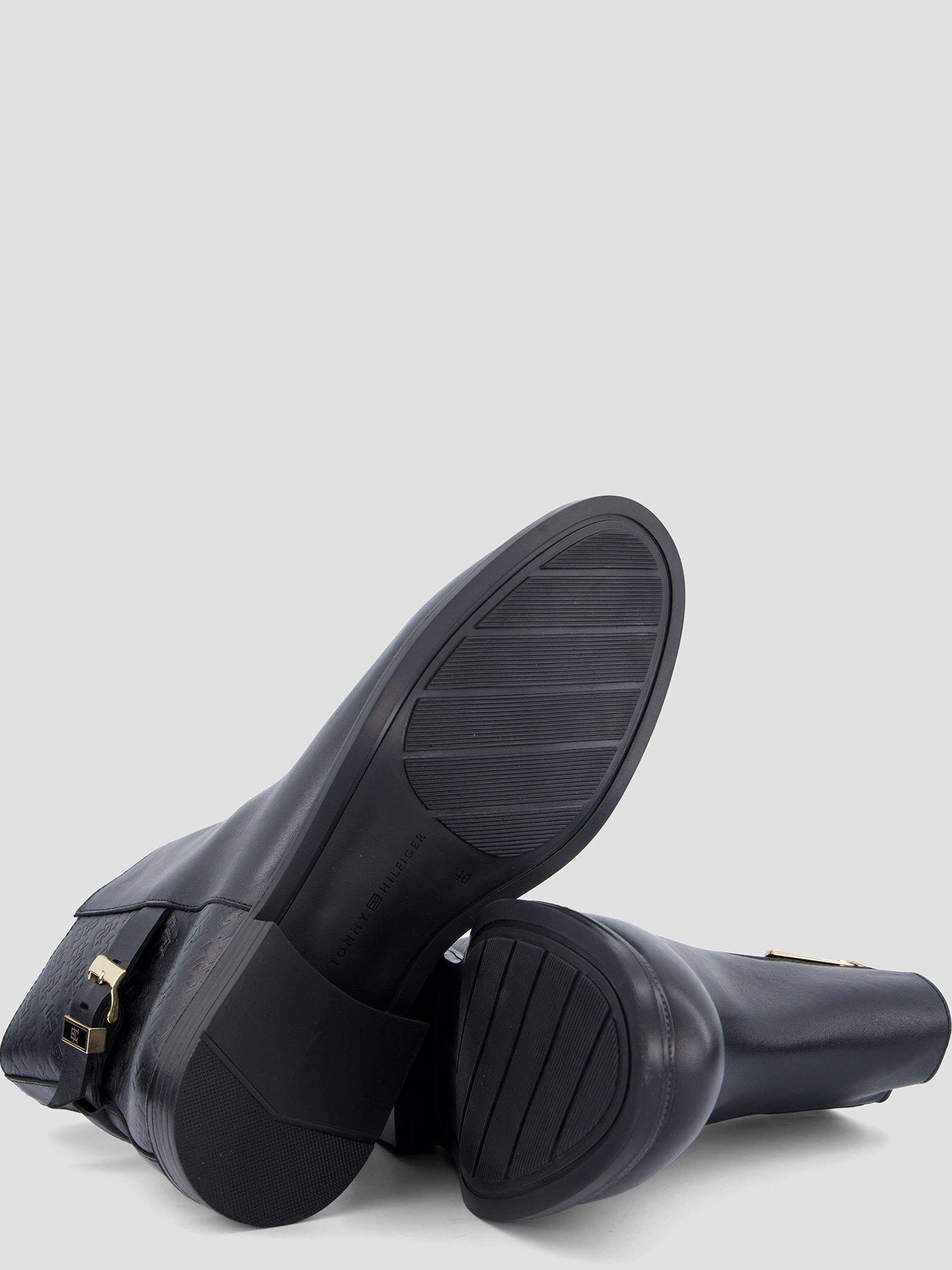 Image 4 of 7 of Tommy Hilfiger Womens Monogram Embossed Buckle Ankle Boots - Black
