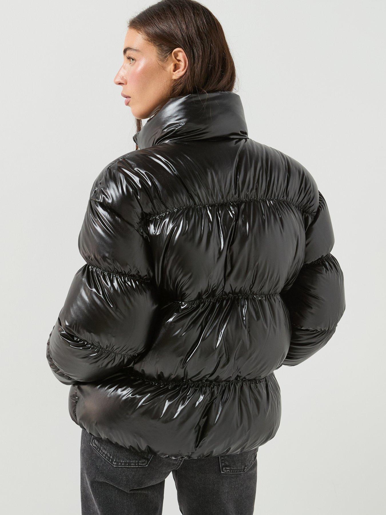 Image 2 of 6 of Tommy Jeans High Neck Shiny Puffer Down Jacket - Black