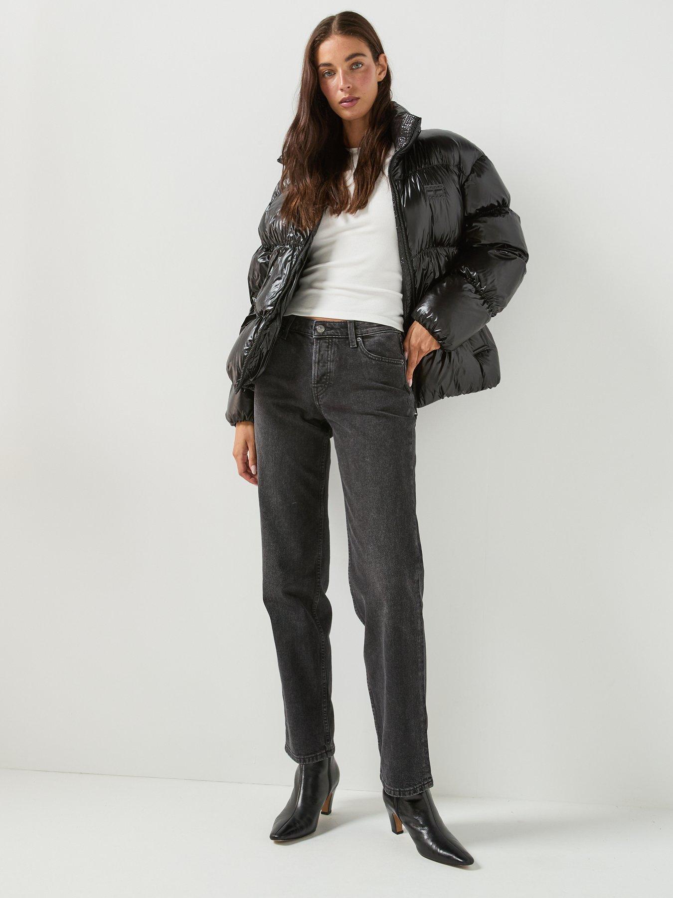 Image 3 of 6 of Tommy Jeans High Neck Shiny Puffer Down Jacket - Black
