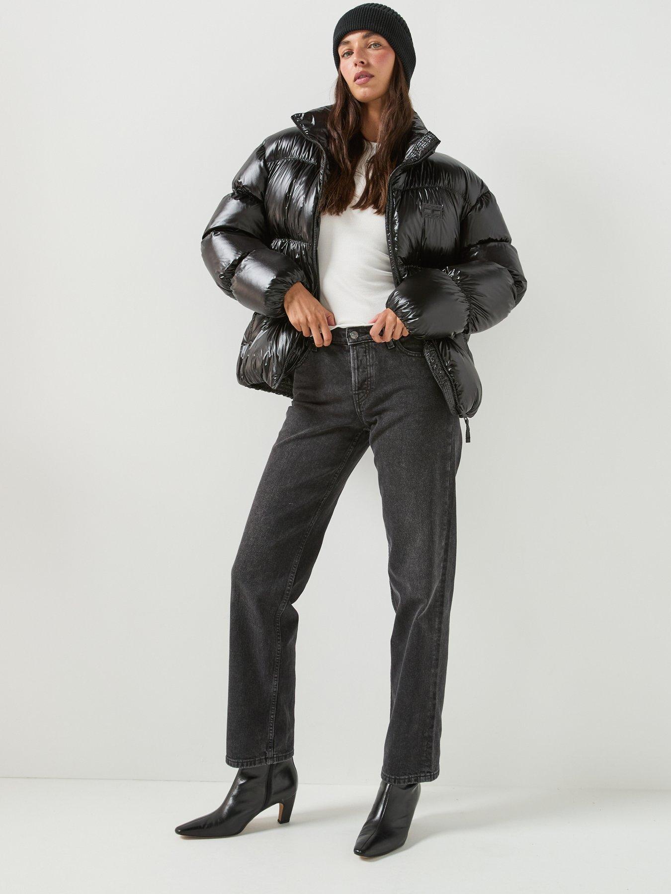 Image 6 of 6 of Tommy Jeans High Neck Shiny Puffer Down Jacket - Black