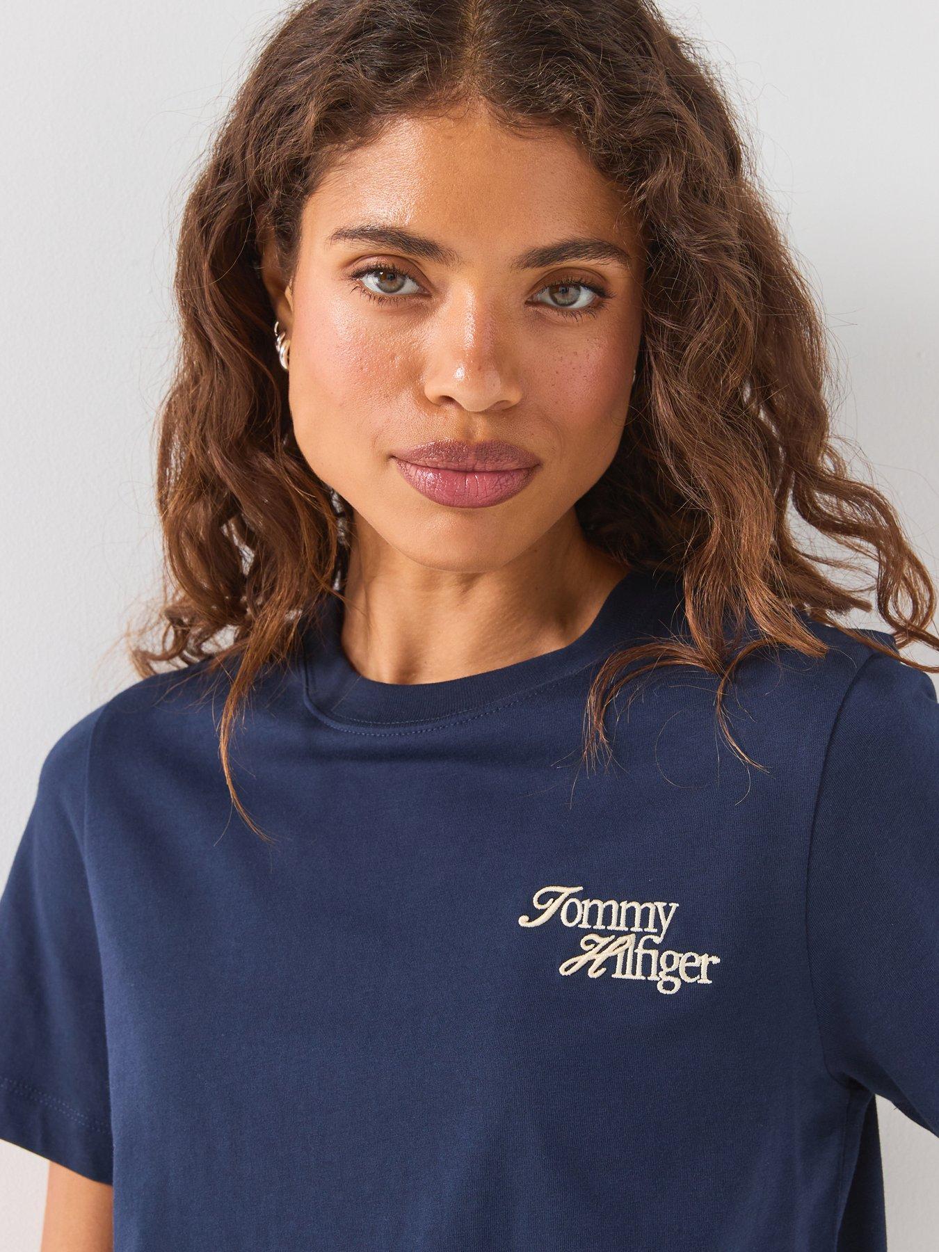 Image 6 of 6 of Tommy Hilfiger Logo Jersey Crew Neck T-shirt - Blue