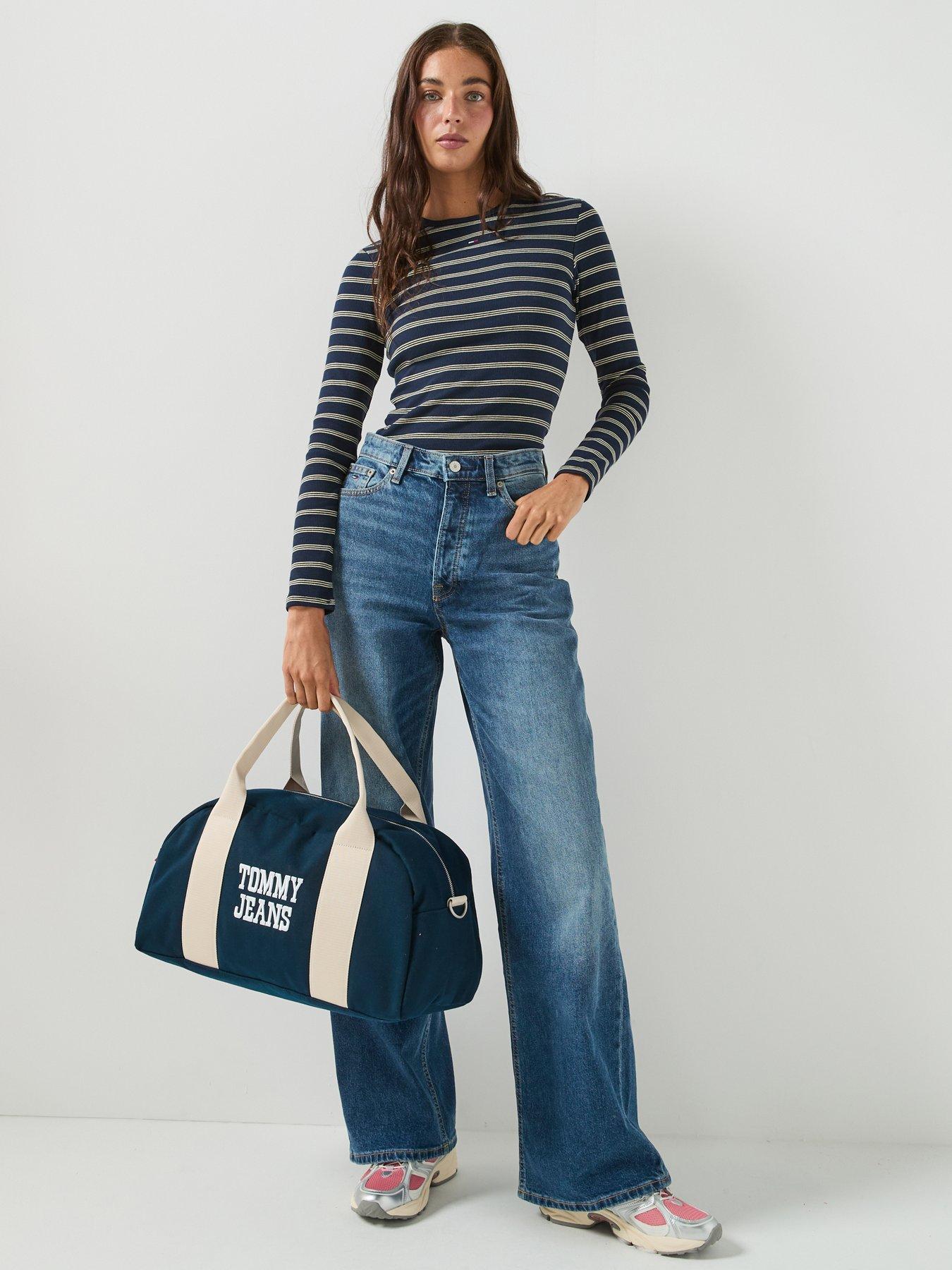 Image 3 of 5 of Tommy Jeans Slim Ribbed Long Sleeve T-shirt - Blue