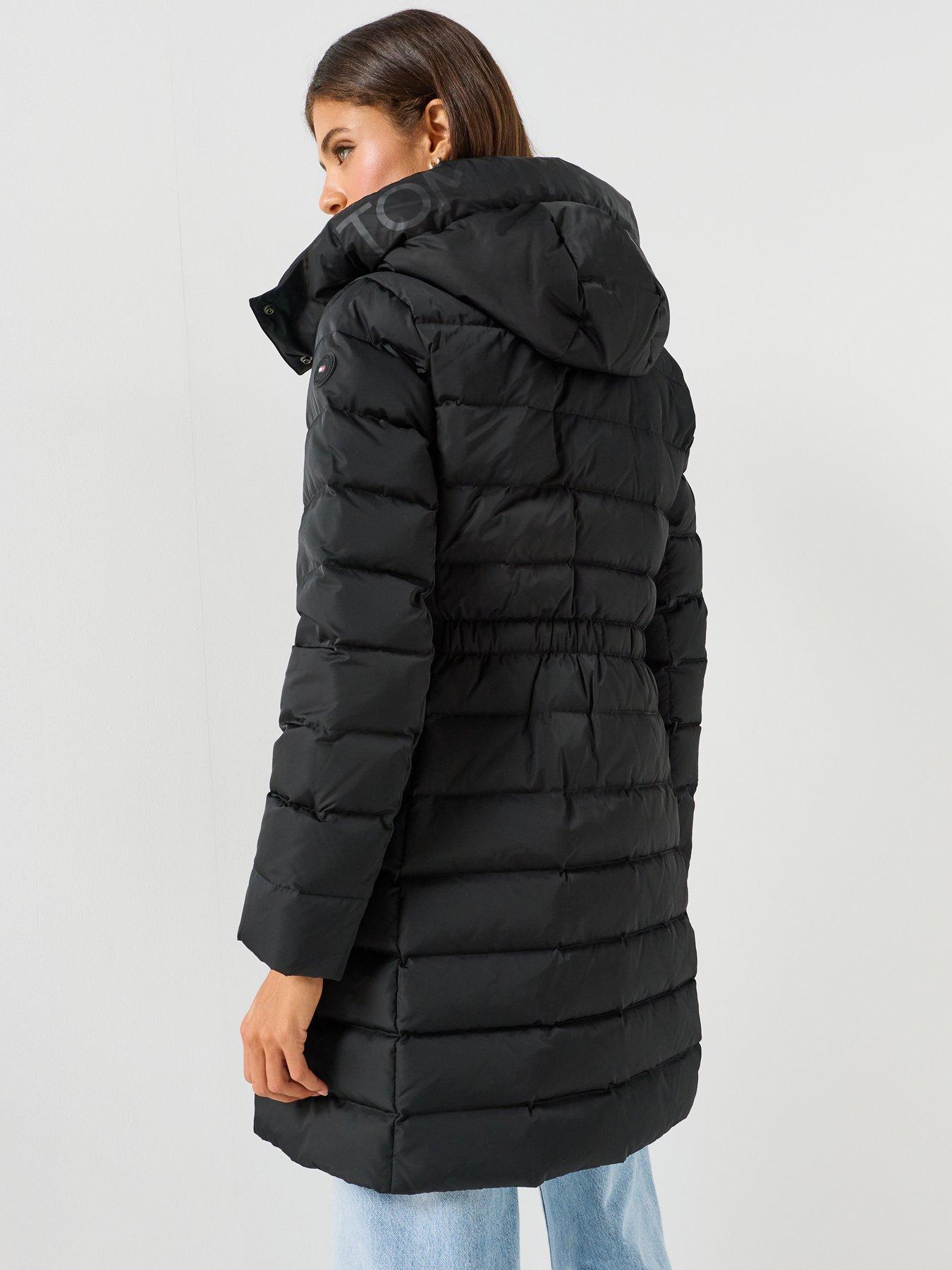 Image 2 of 6 of Tommy Hilfiger Slim Down Hooded Coat - Black